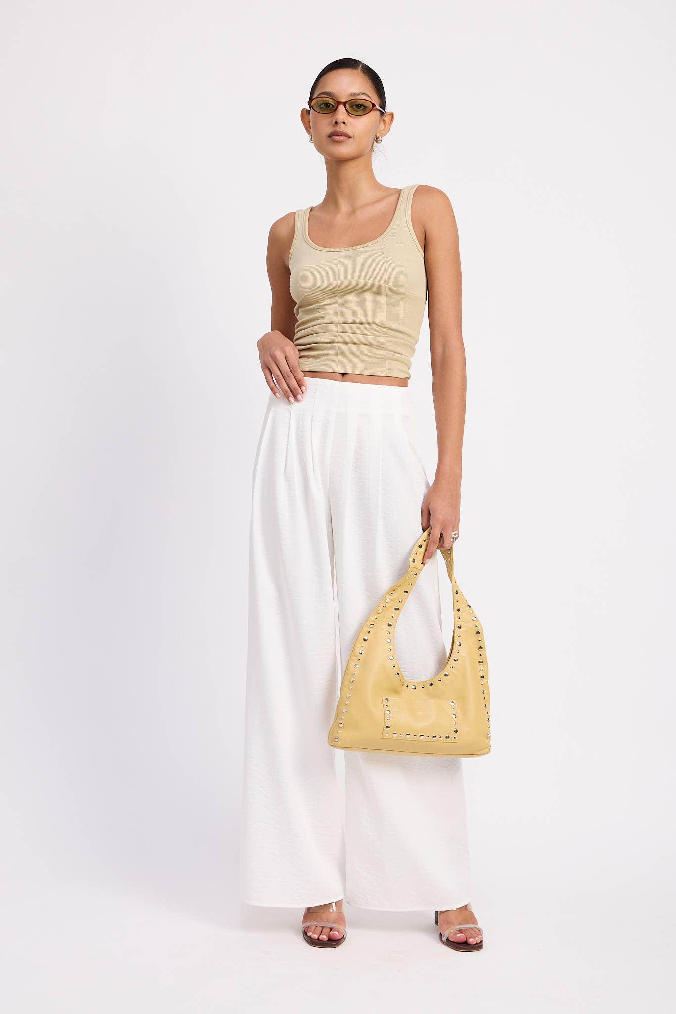HIGH WAIST PLEATED WIDE LEG PANTS