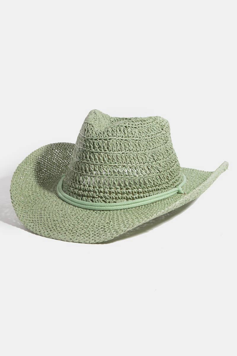 Western Straw Braided Double Rope Cowboy Hat