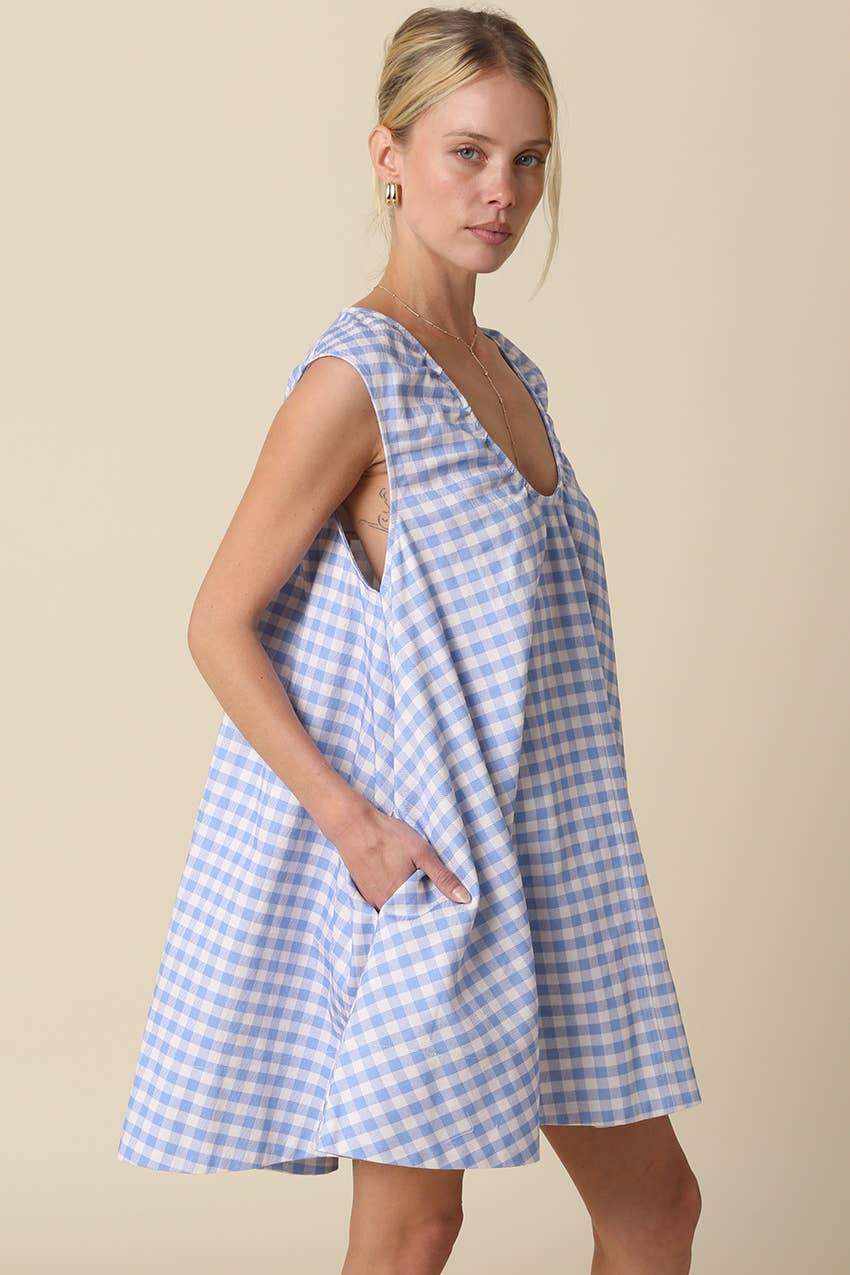 NOELLA GINGHAM SWING MINI DRESS