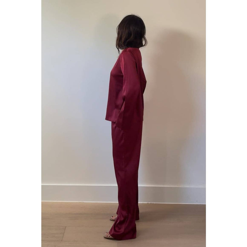 Satin Long Sleeves Top & Pants Set