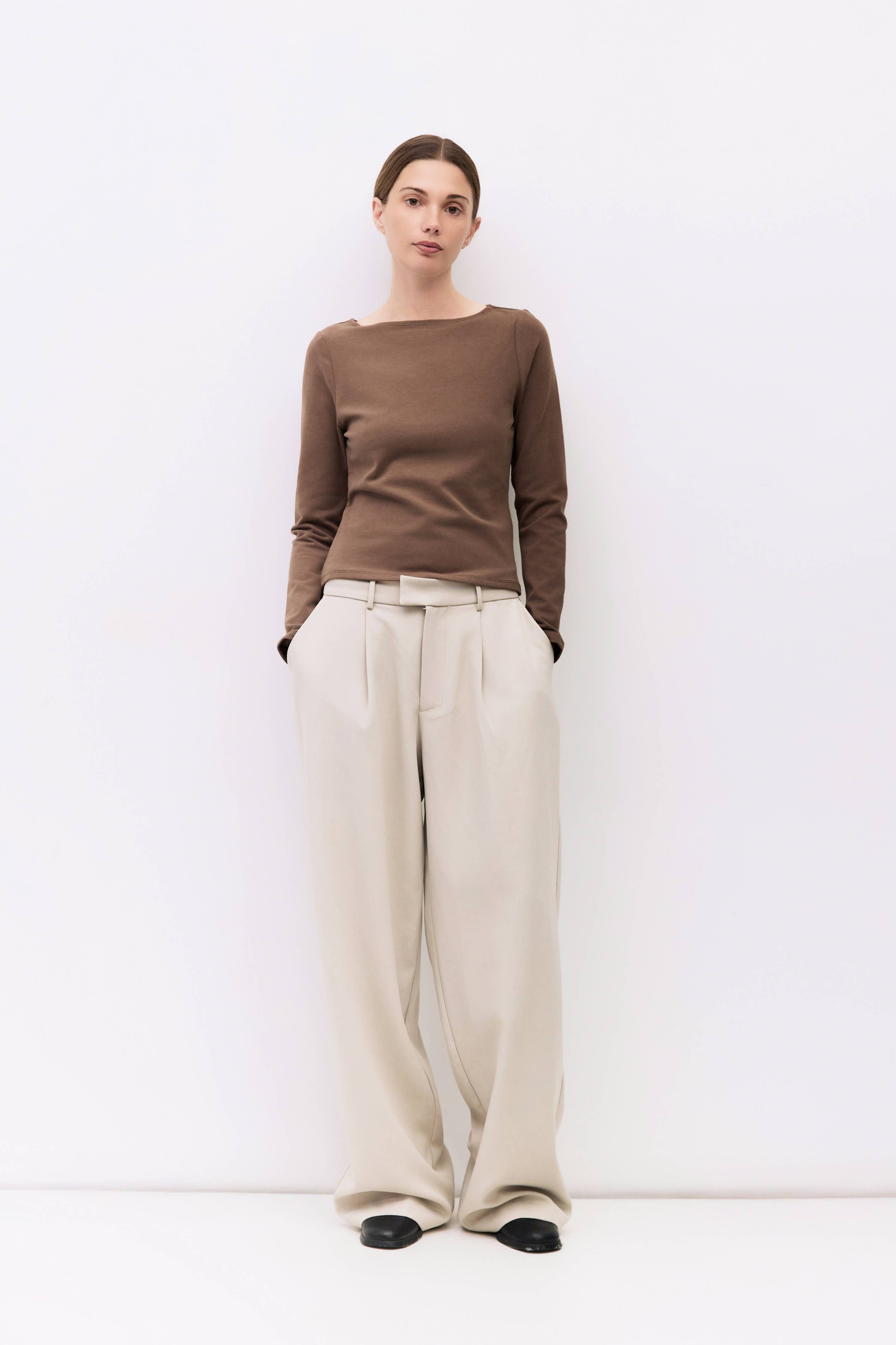 The Martina Top | Wide Neck Long Sleeve Top