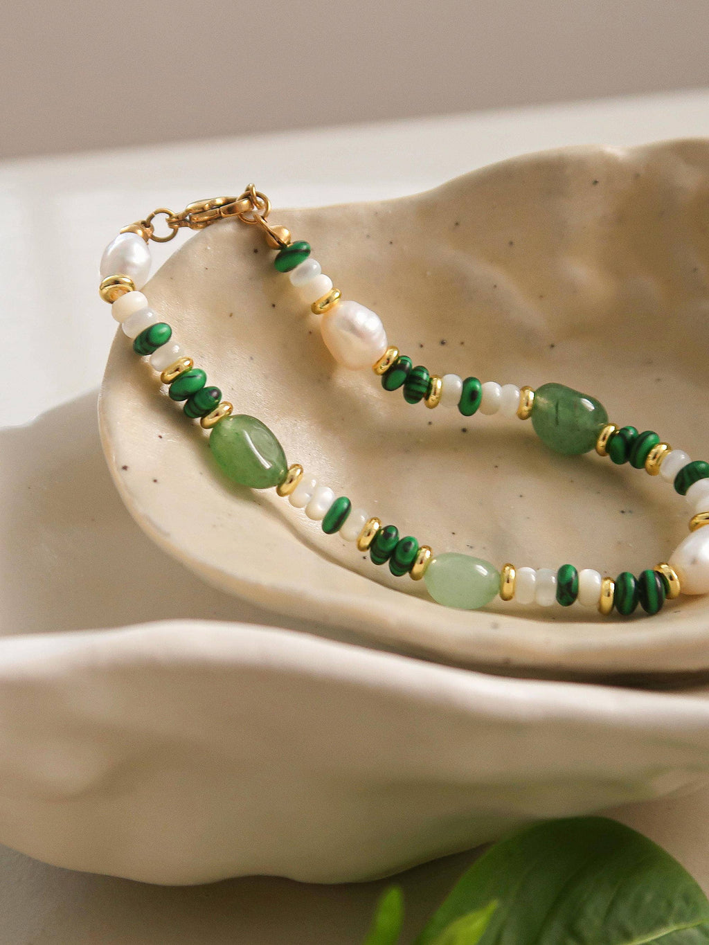 18K Non-Tarnish Bohemian Stone & Bead Bracelet