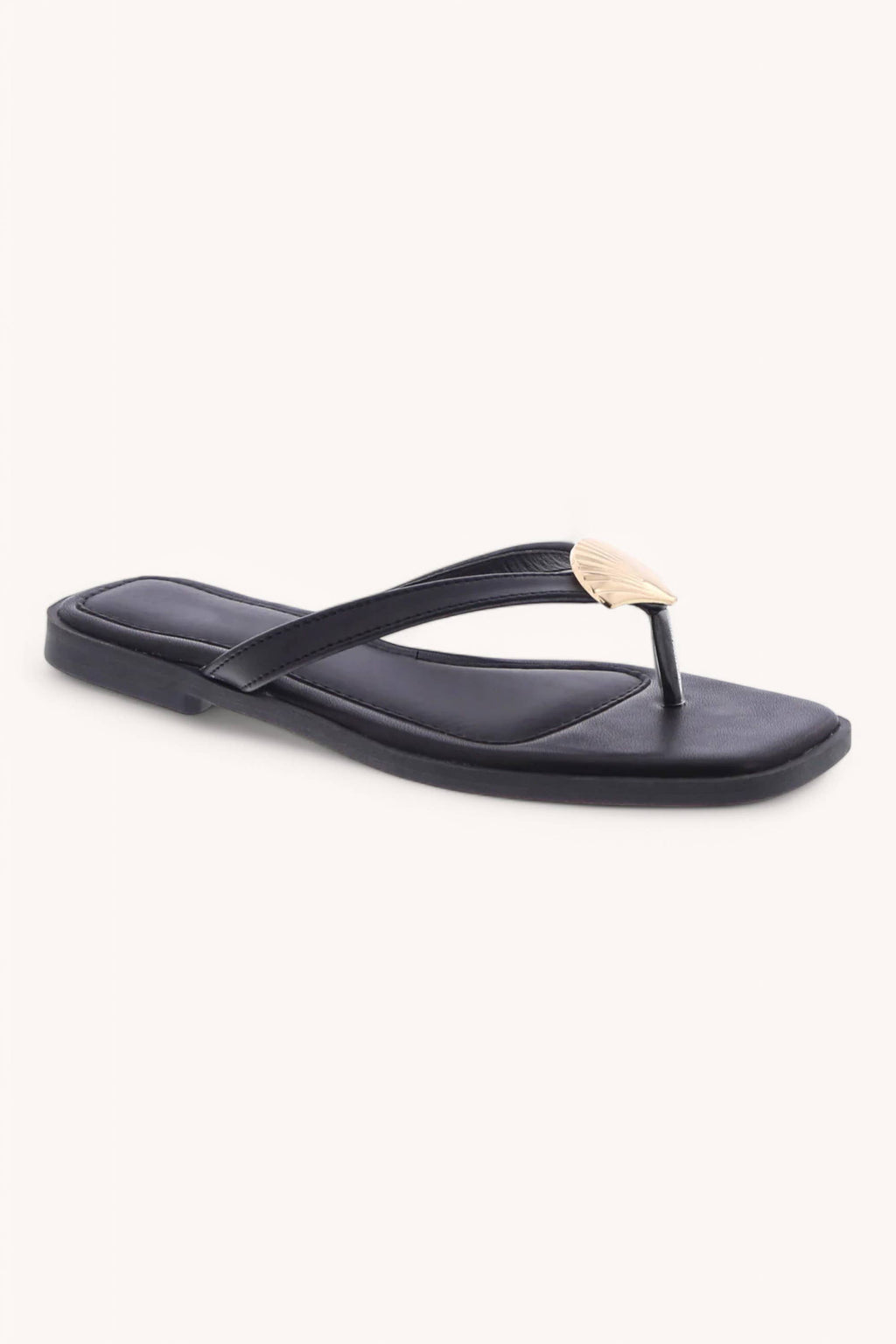 DOHA-9 GOLDEN SHELL DECOR THONG STRAP SANDALS