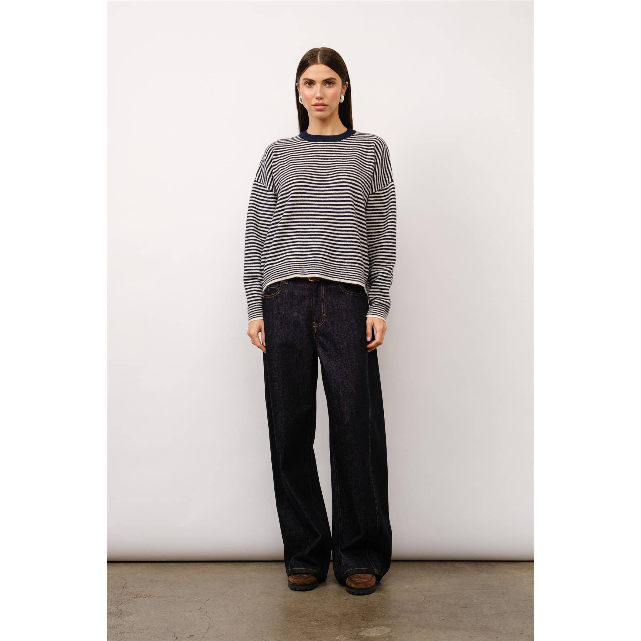 Kate Striped Sweater with Detachable Shawl