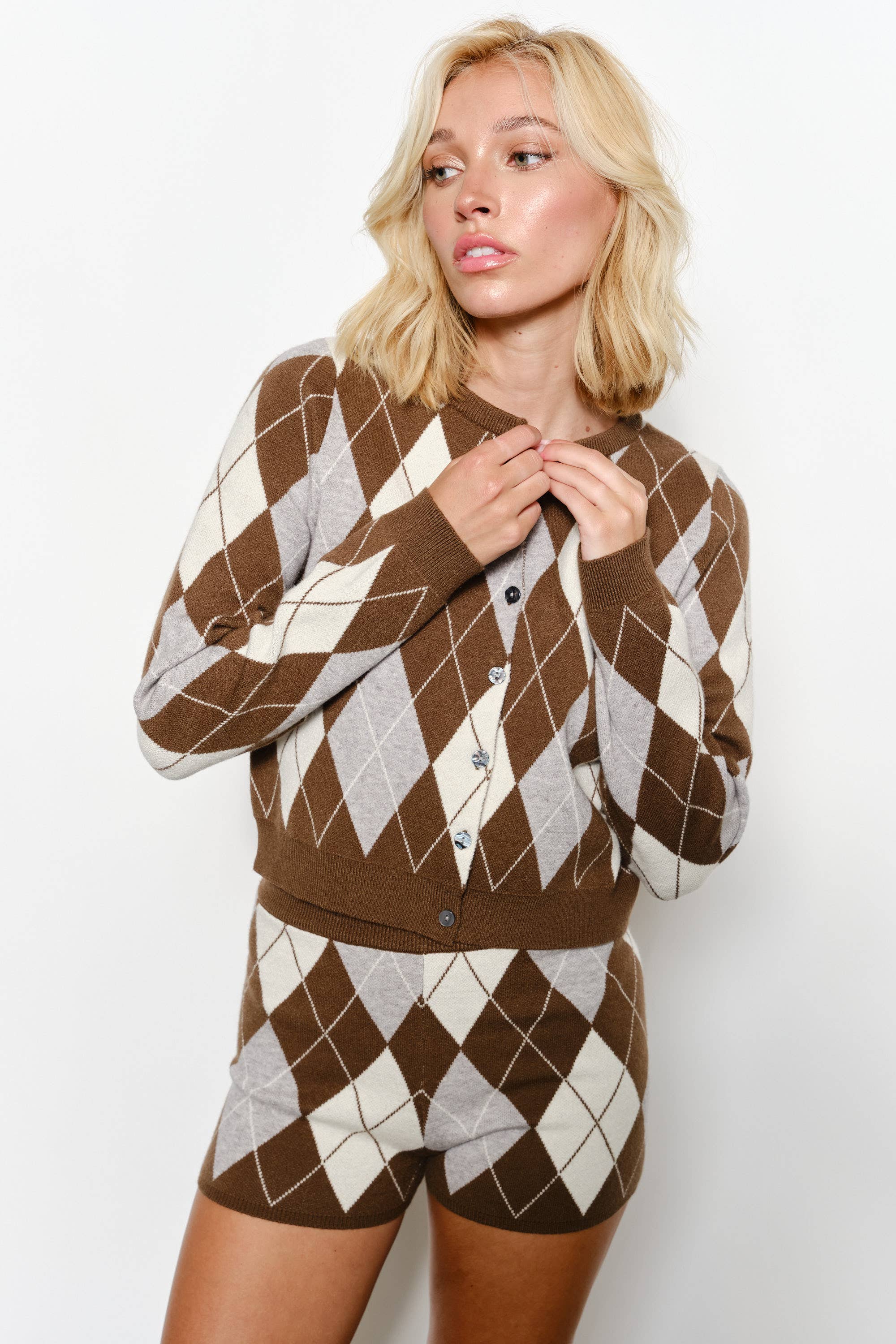 Willow Argyle Knit Cardigan