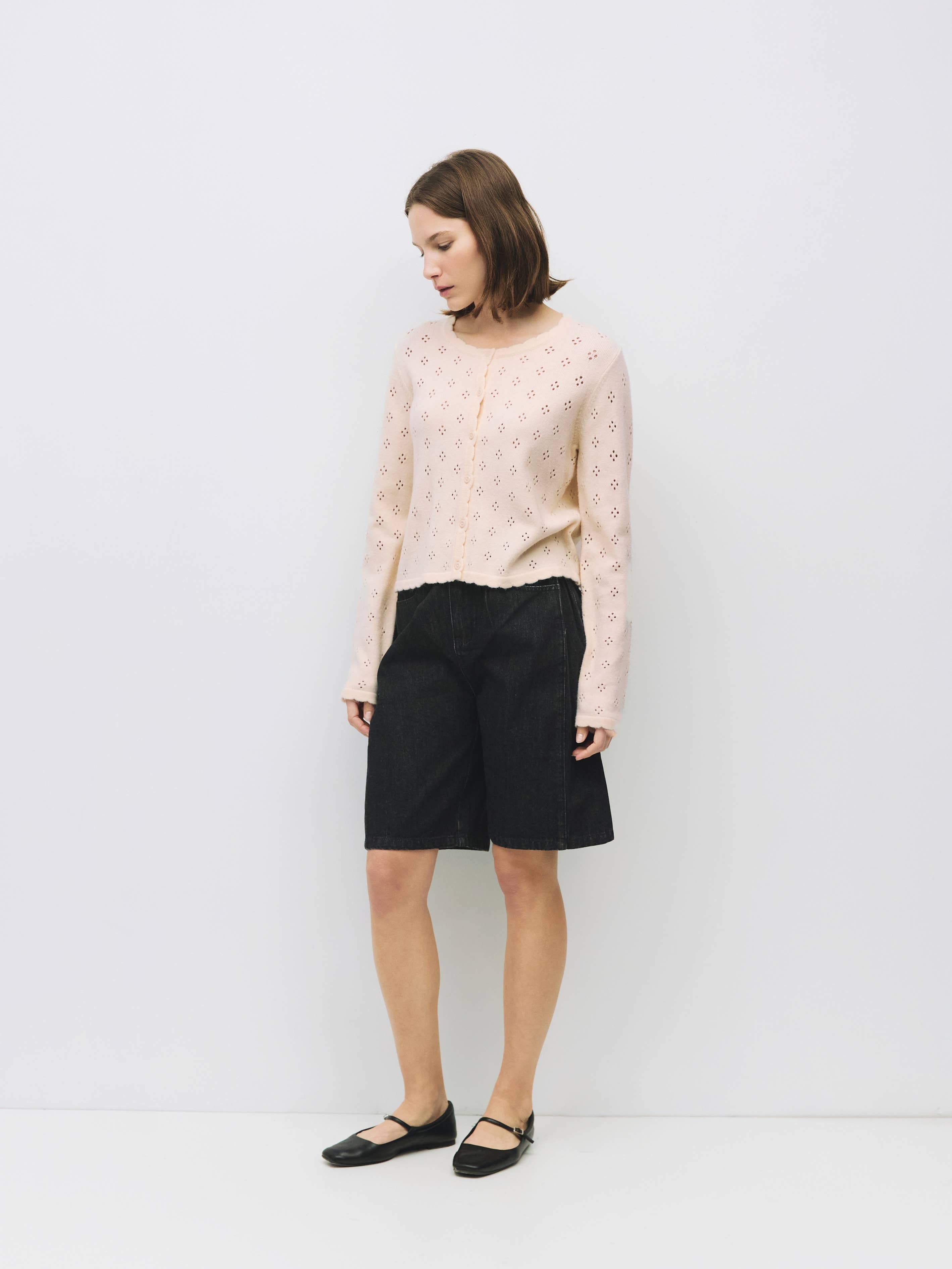The Carmela Cardigan | Scalloped Pointelle Cardigan