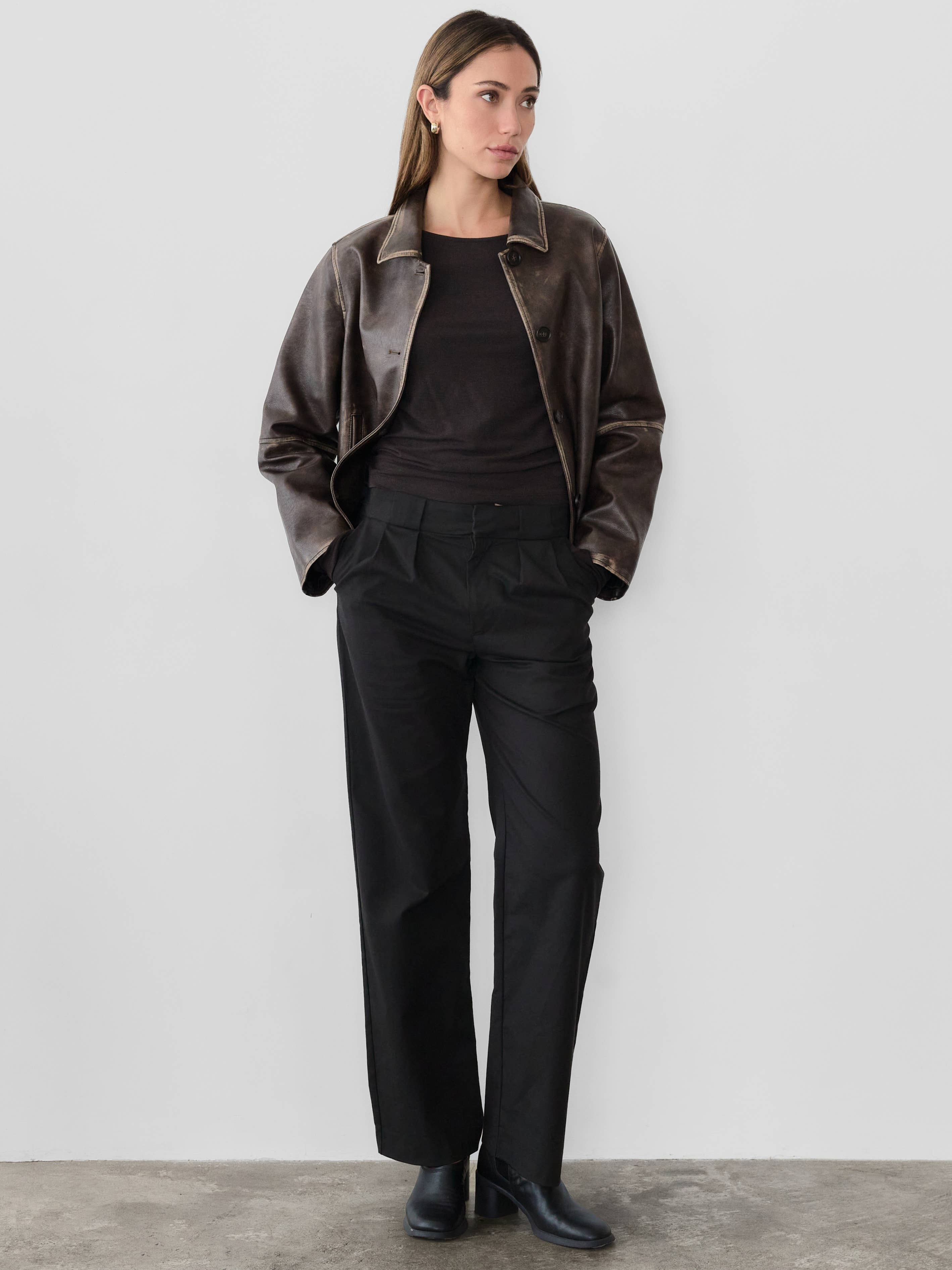 The Murph Jacket | Distressed Button-Down Leather Jacket