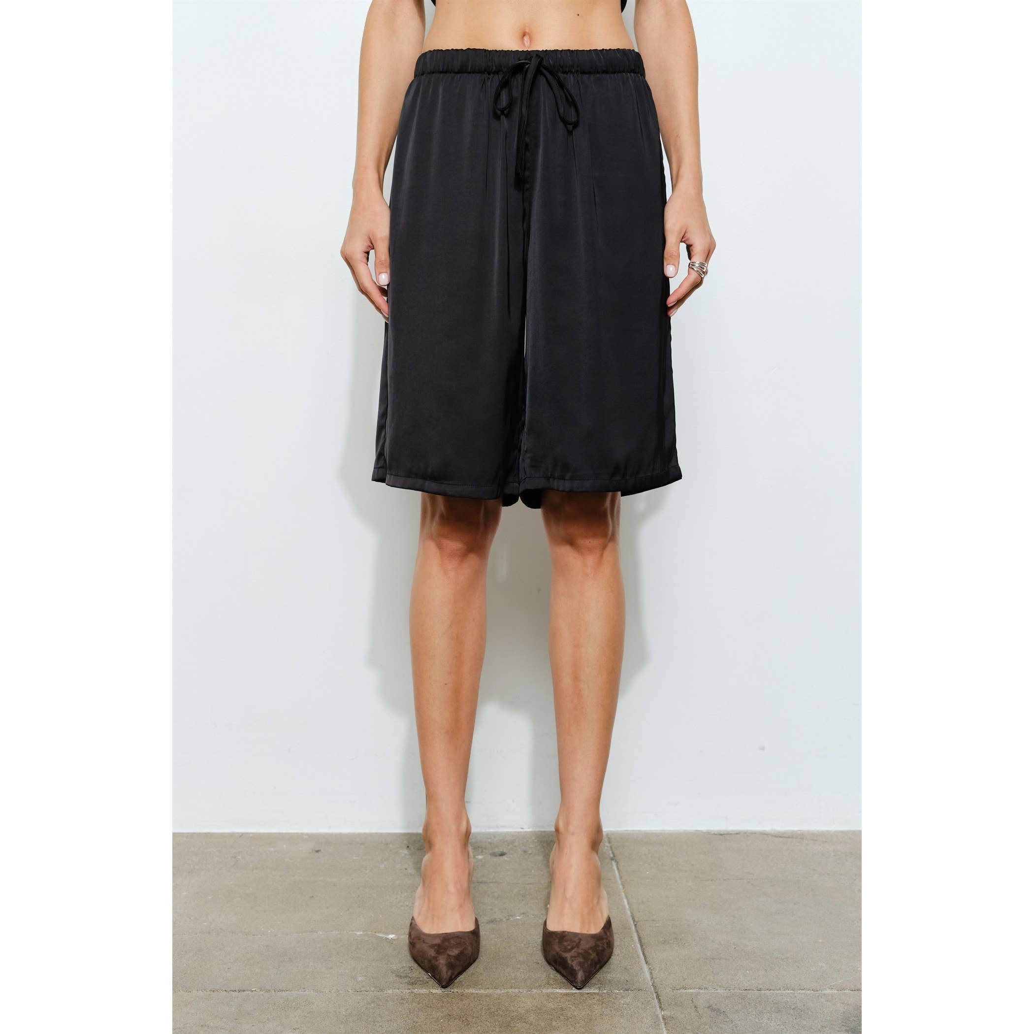 Lily Relaxed Fit Satin Long Shorts
