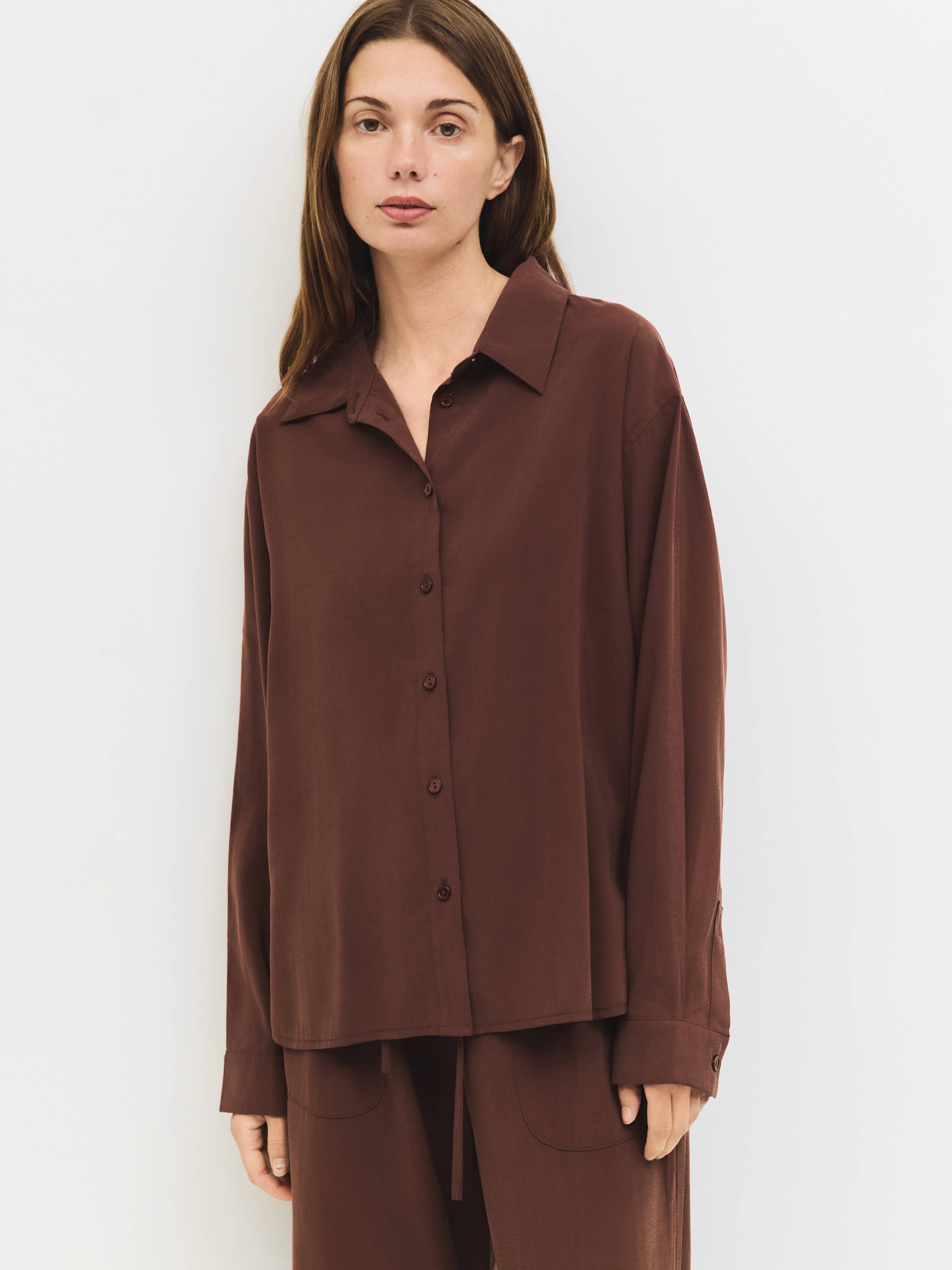 The Ellis Top | Brushed Button-Down Shirt