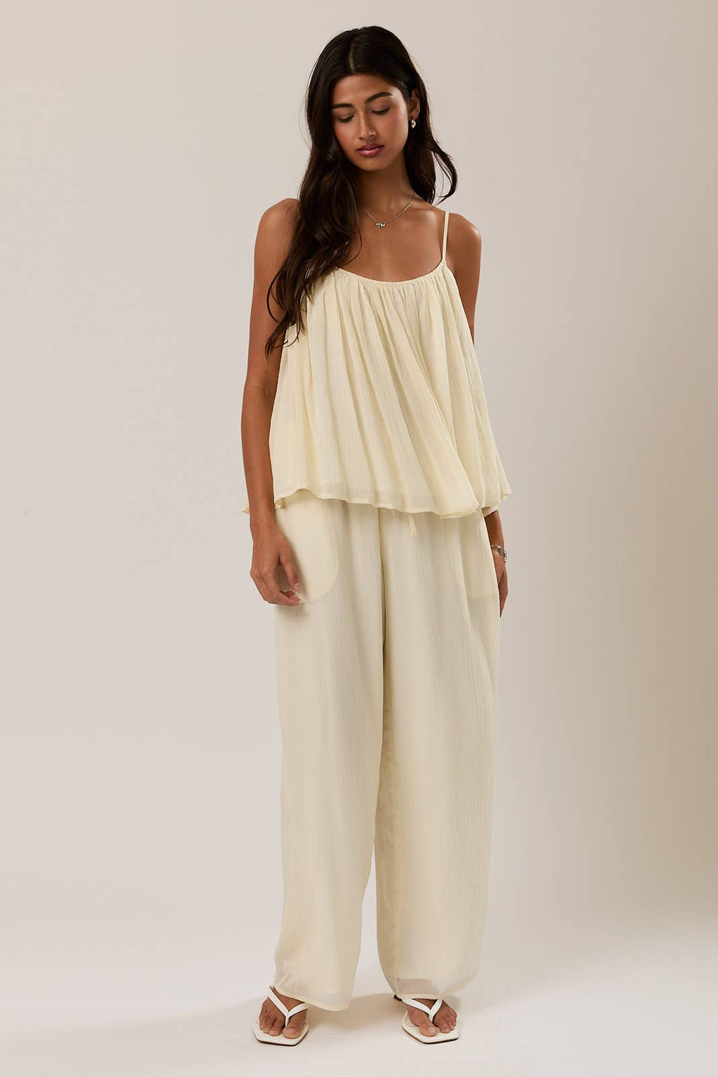 MID RISE WIDE LONG PANTS