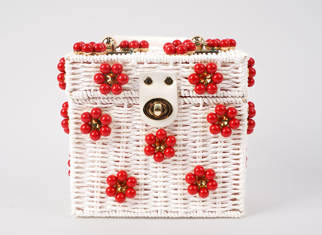 WICKER BUCKET DAISY FLOWER PURSE