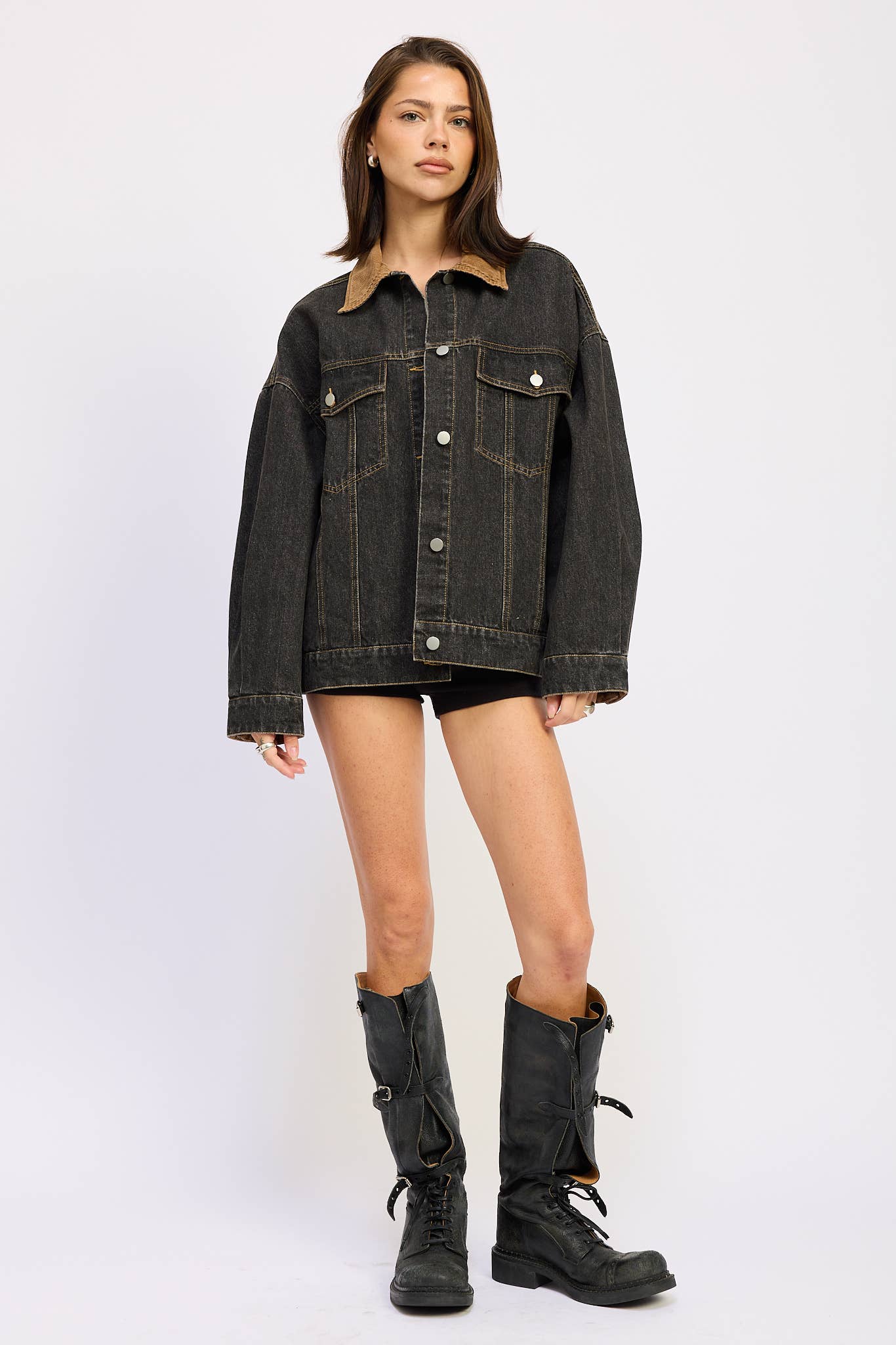 Mix Media Oversize Denim Jacket
