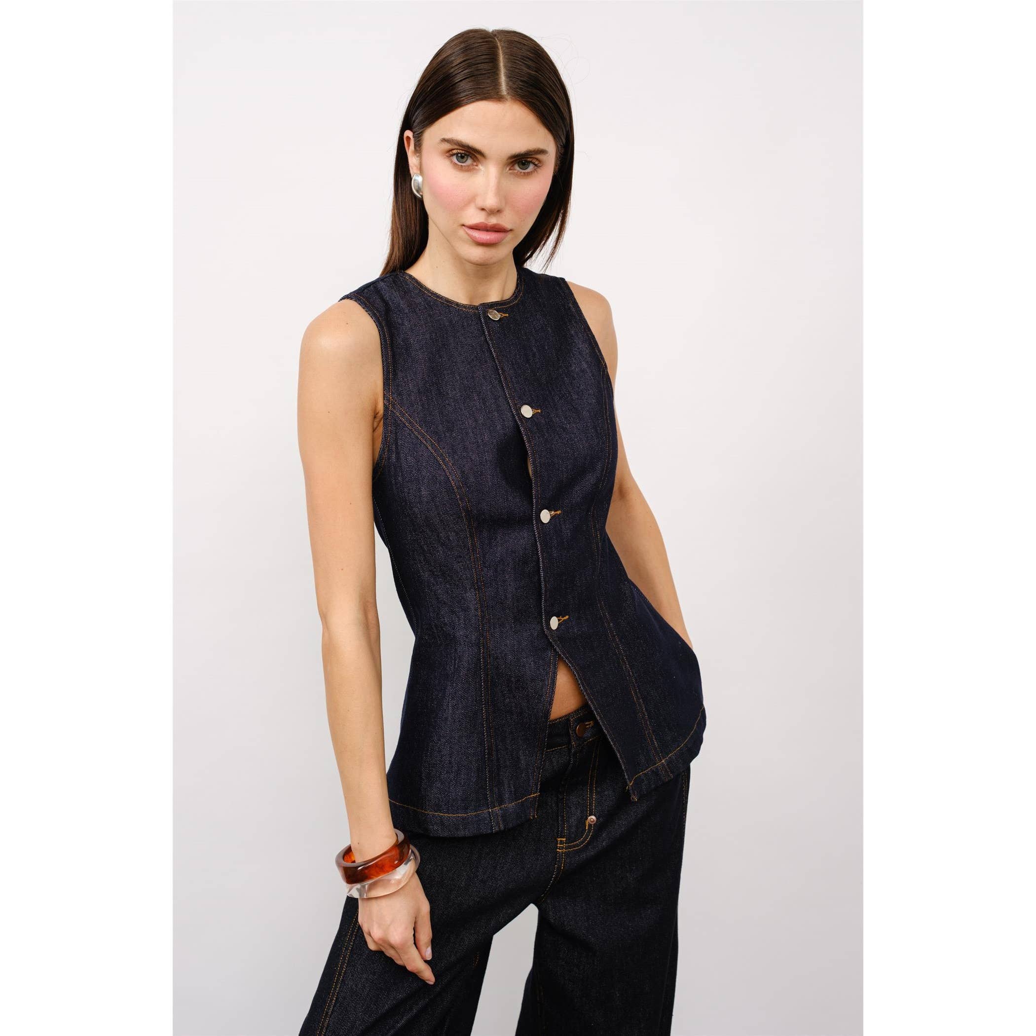 Scarlett Tailored Denim Vest