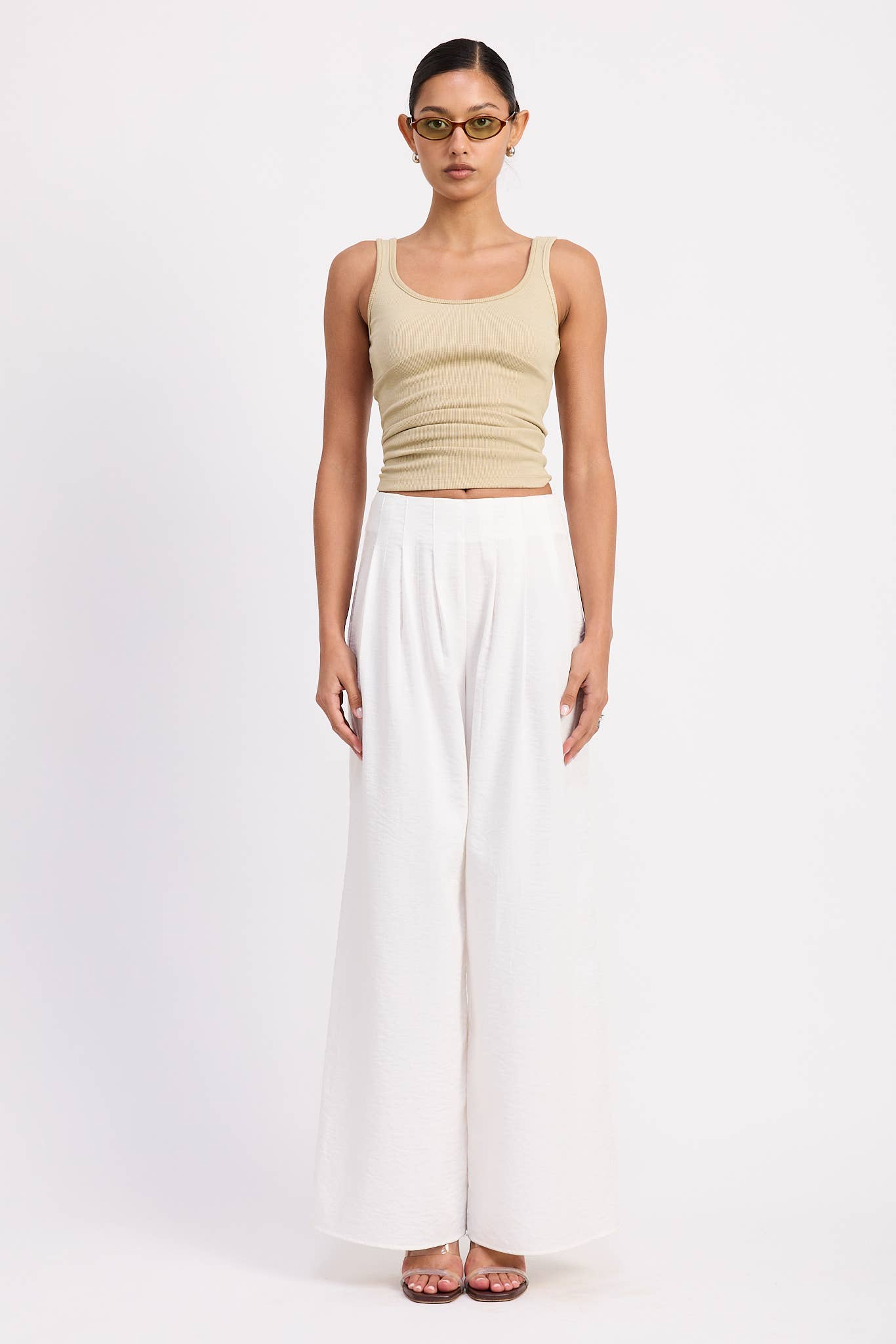 HIGH WAIST PLEATED WIDE LEG PANTS