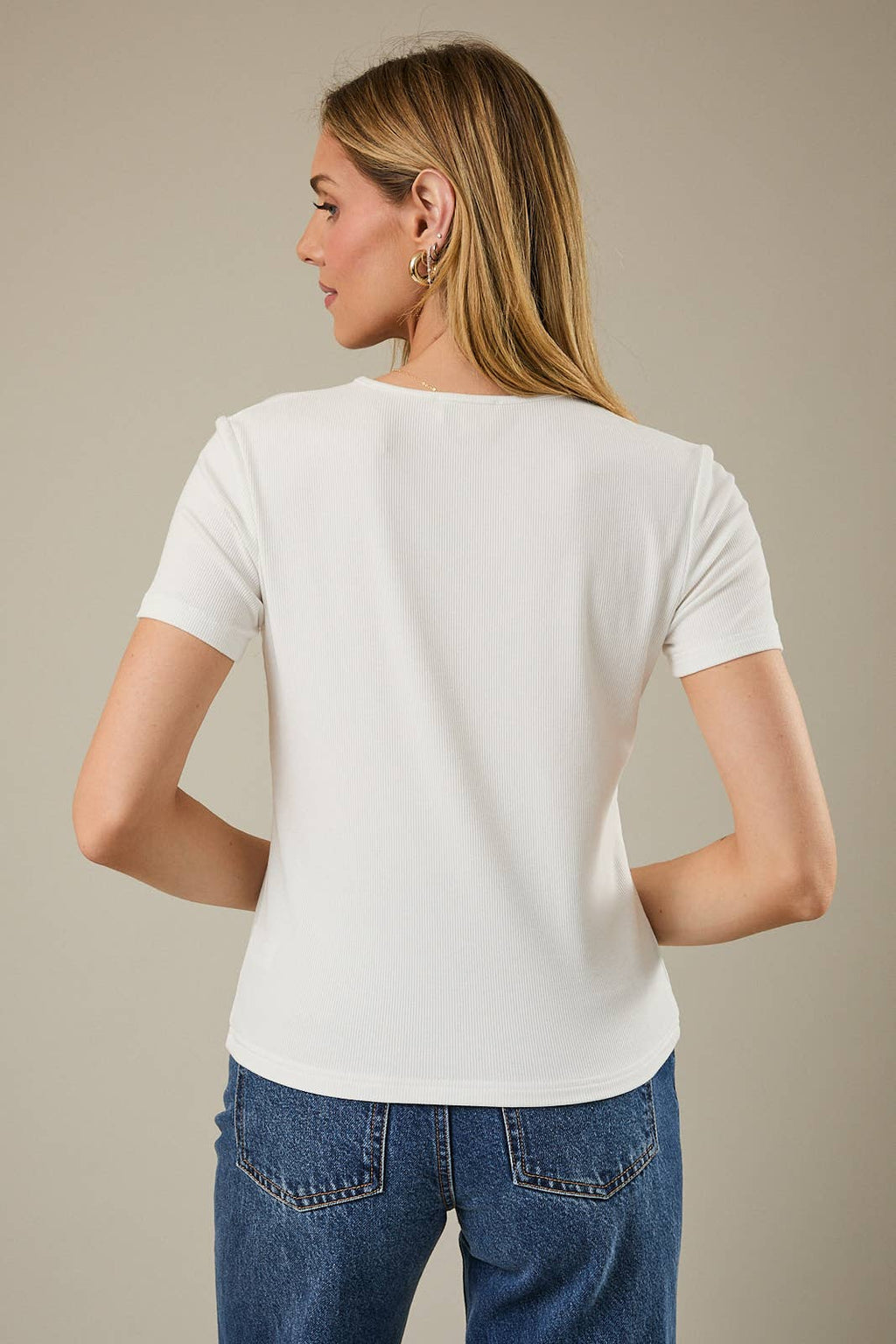 ROUND NECK SHORT SLEEVE COCKTAIL EMBROIDERED RIBBED TOP