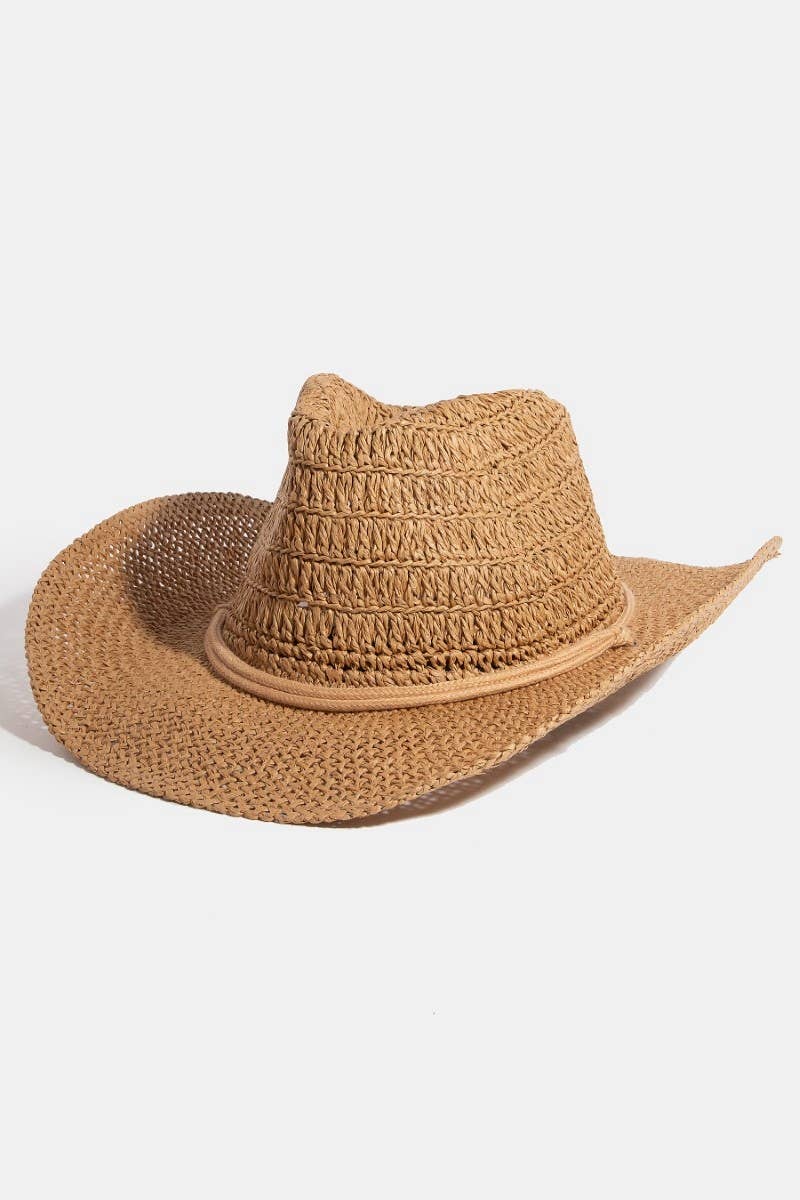 Western Straw Braided Double Rope Cowboy Hat