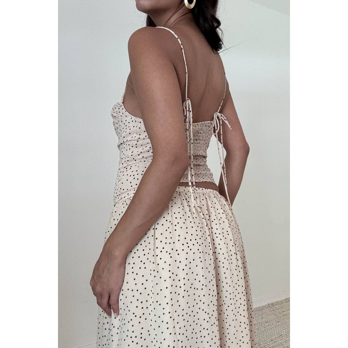 Polka Dot Print Chiffon Bodycon Bustier Top