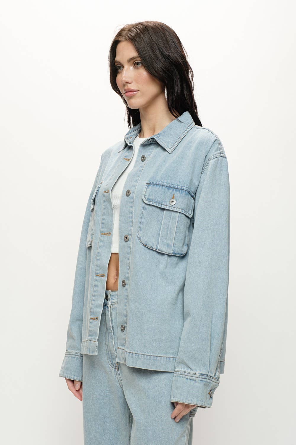 Denim Cargo Overshirt