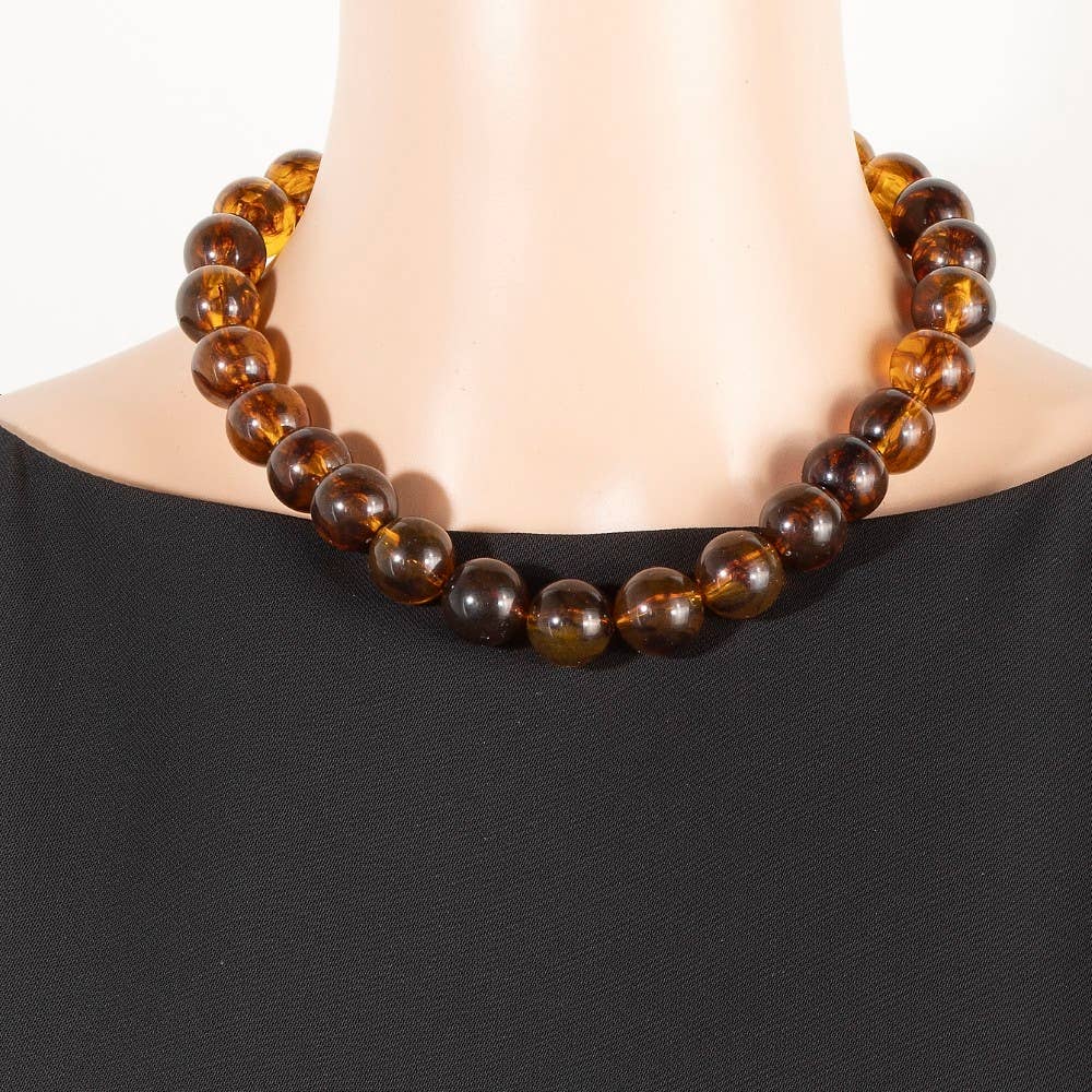 TORTOISE SHELL BEADED NECKLACE