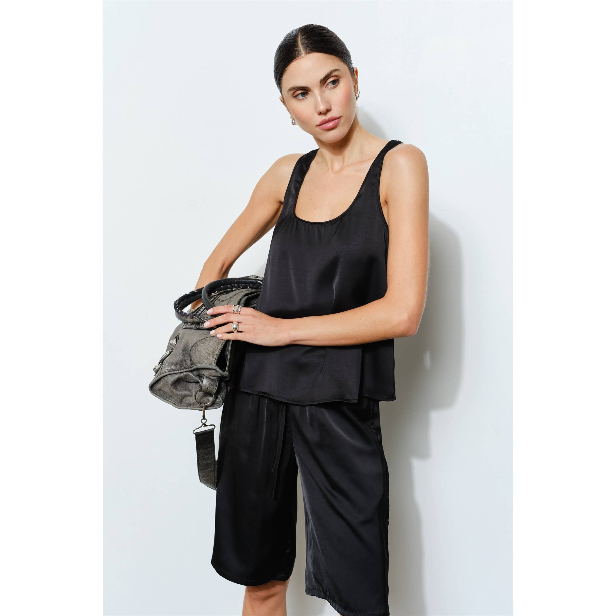 Lily Relaxed Fit Satin Long Shorts