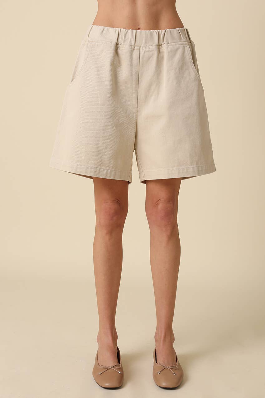 BRISA COTTON PULL-ON BERMUDA SHORTS