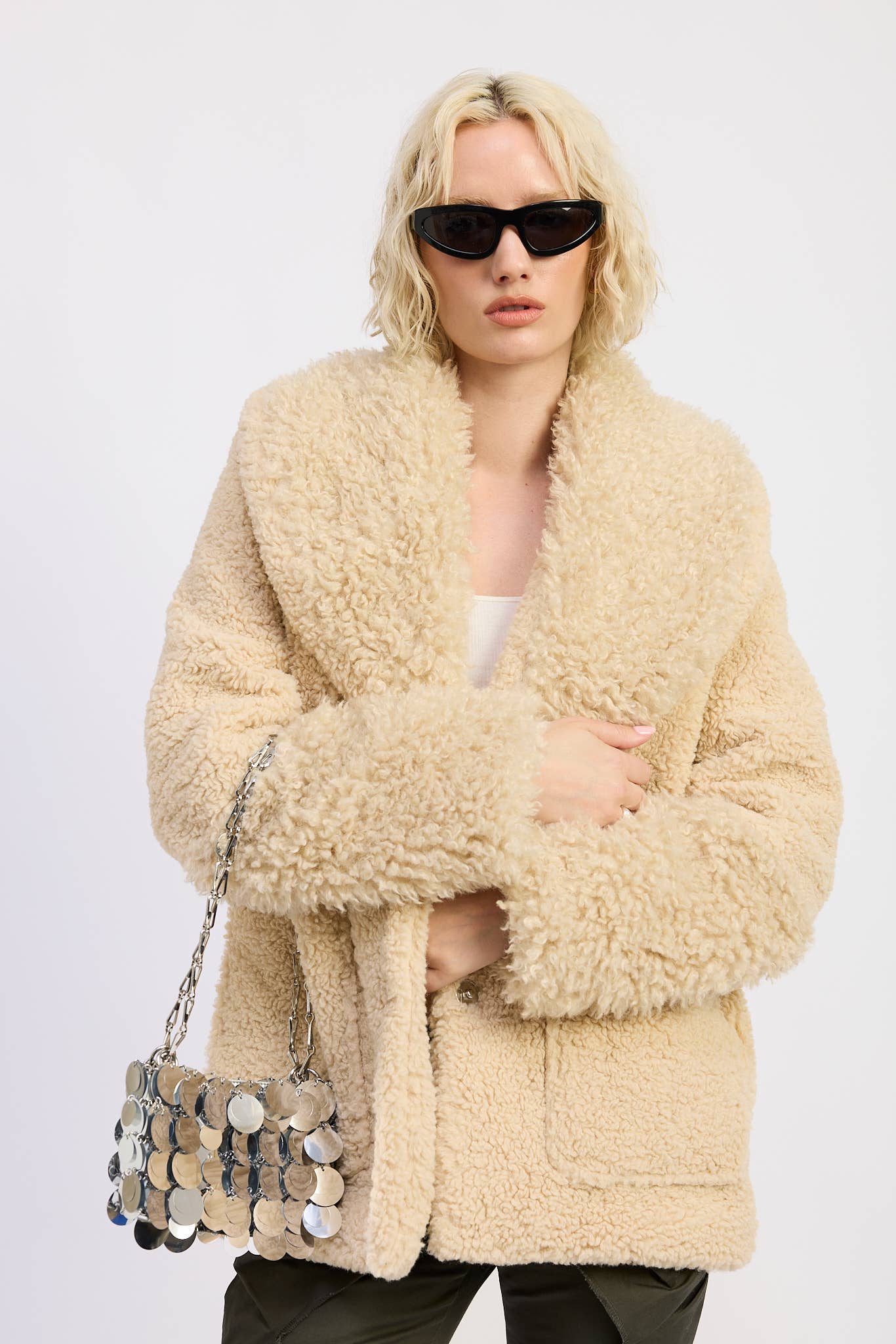 Fur Trimmed Fleece Jacket With Packets