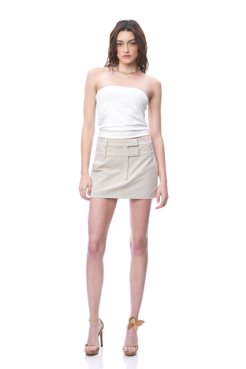 Double Waist Band Mini Skirt