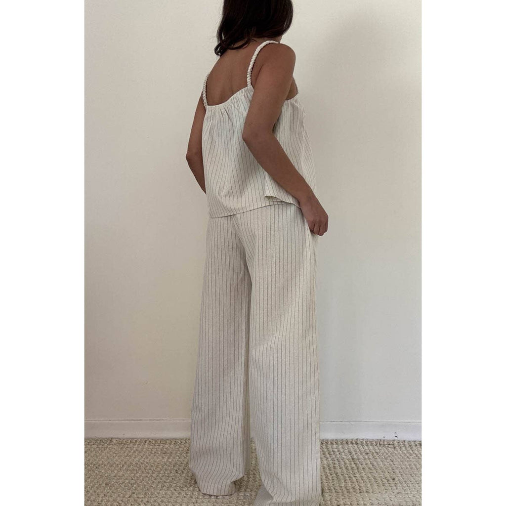 Linen Stripe A Line Top