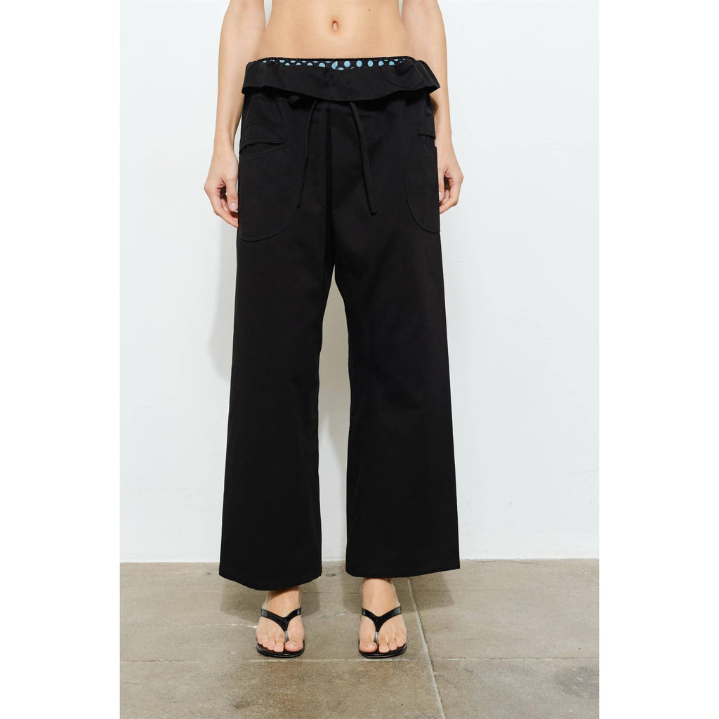 ANJA FOLD-OVER COTTON TWILL PANT