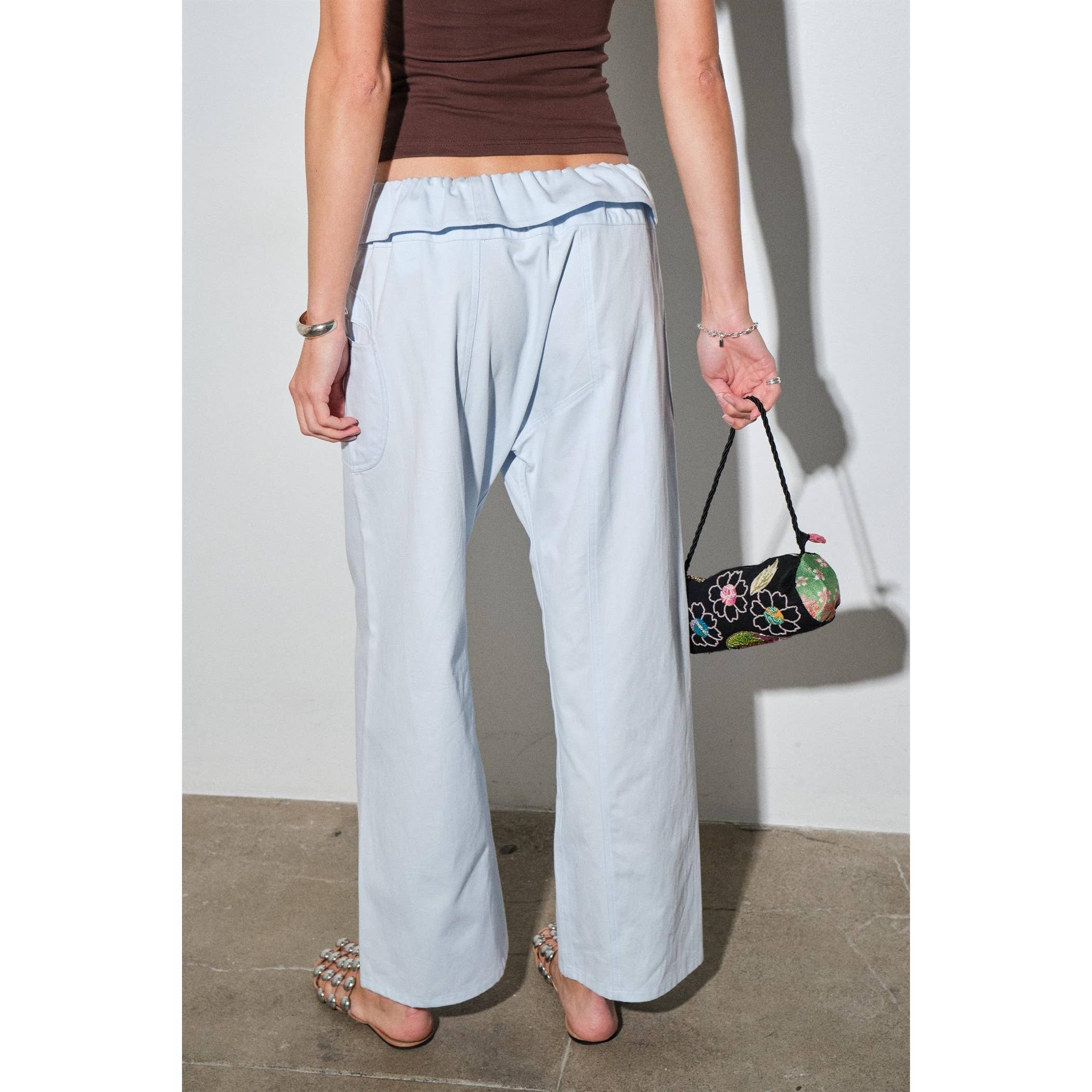 ANJA FOLD-OVER COTTON TWILL PANT