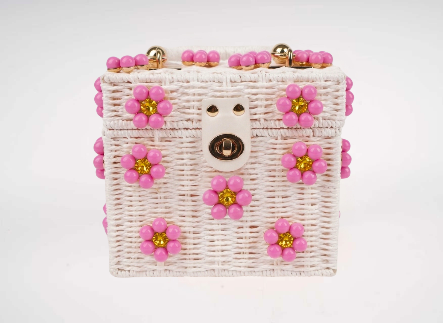 WICKER BUCKET DAISY FLOWER PURSE