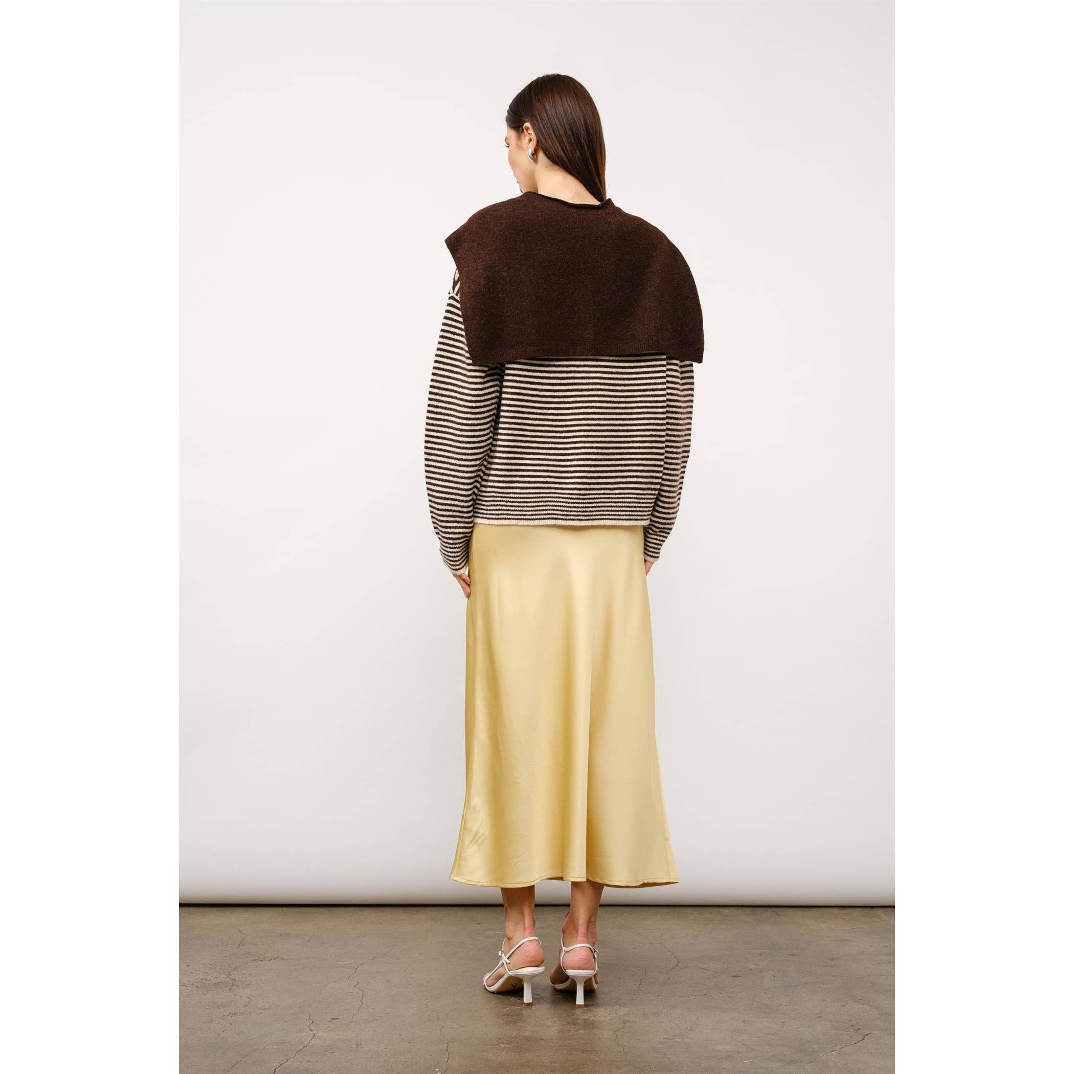 Kate Striped Sweater with Detachable Shawl