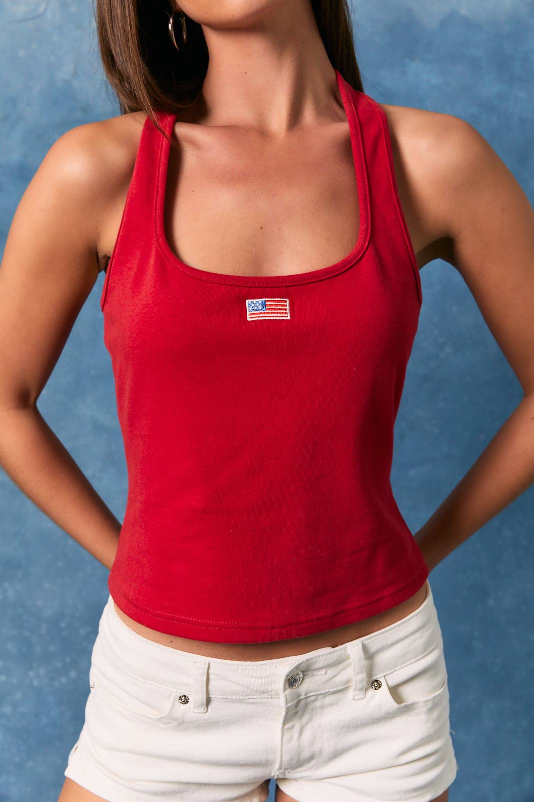 AMERICAN FLAG HALTER NECK HALTER TOP