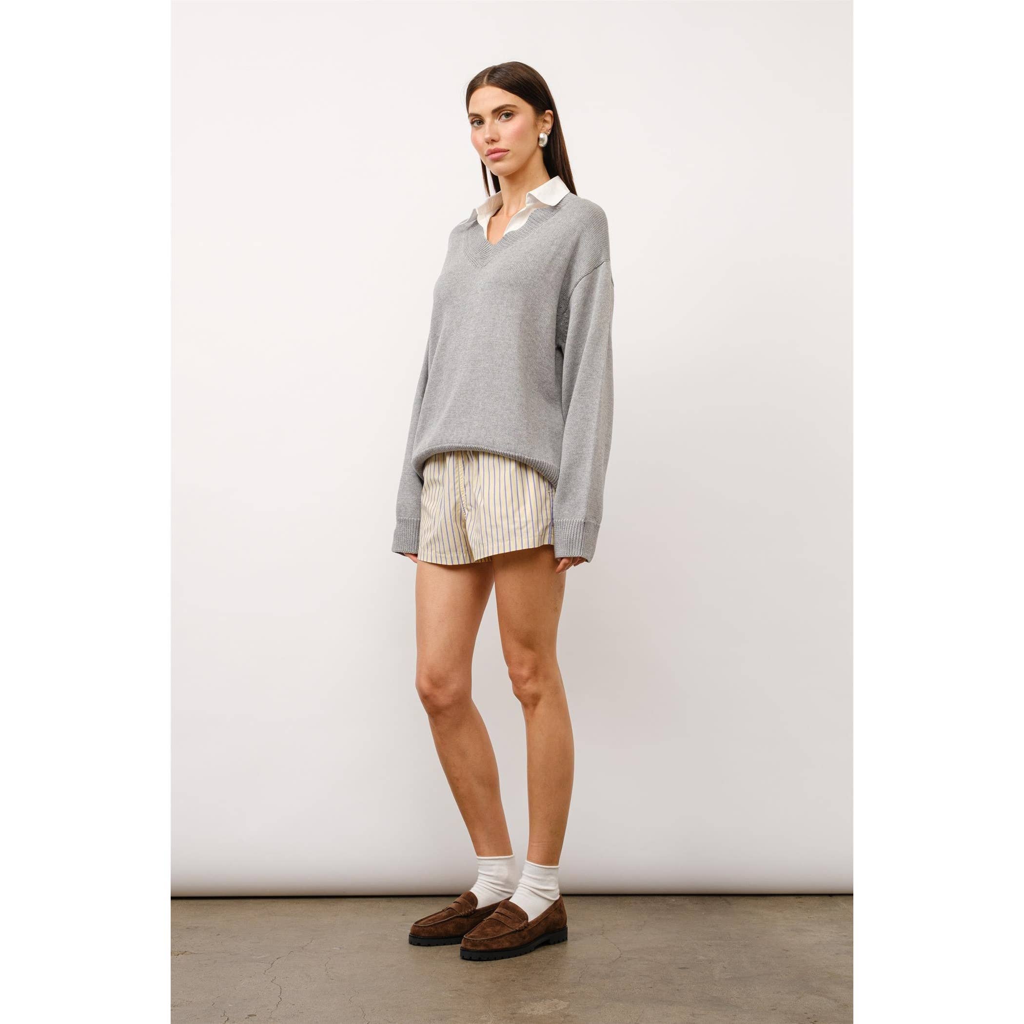 Cove Collared Two-Fer Oversized Sweater
