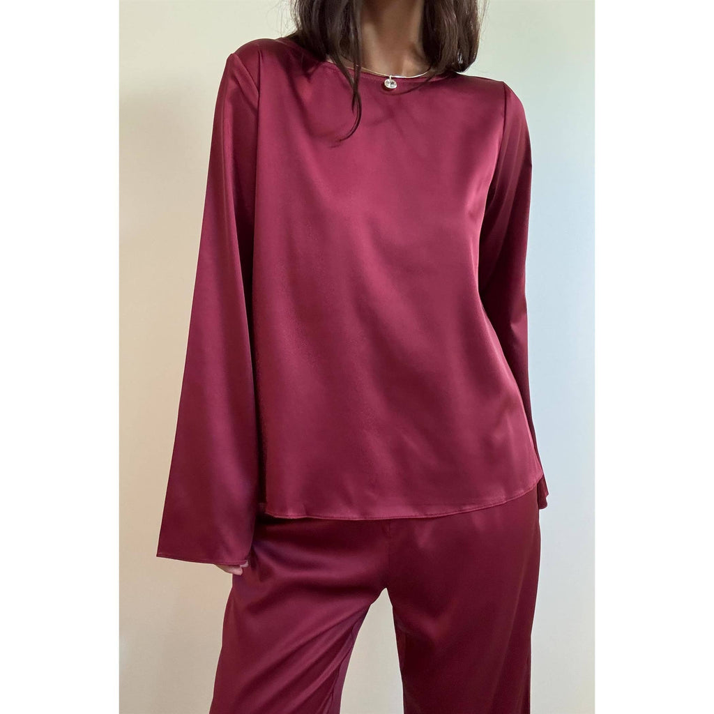 Satin Long Sleeves Top & Pants Set