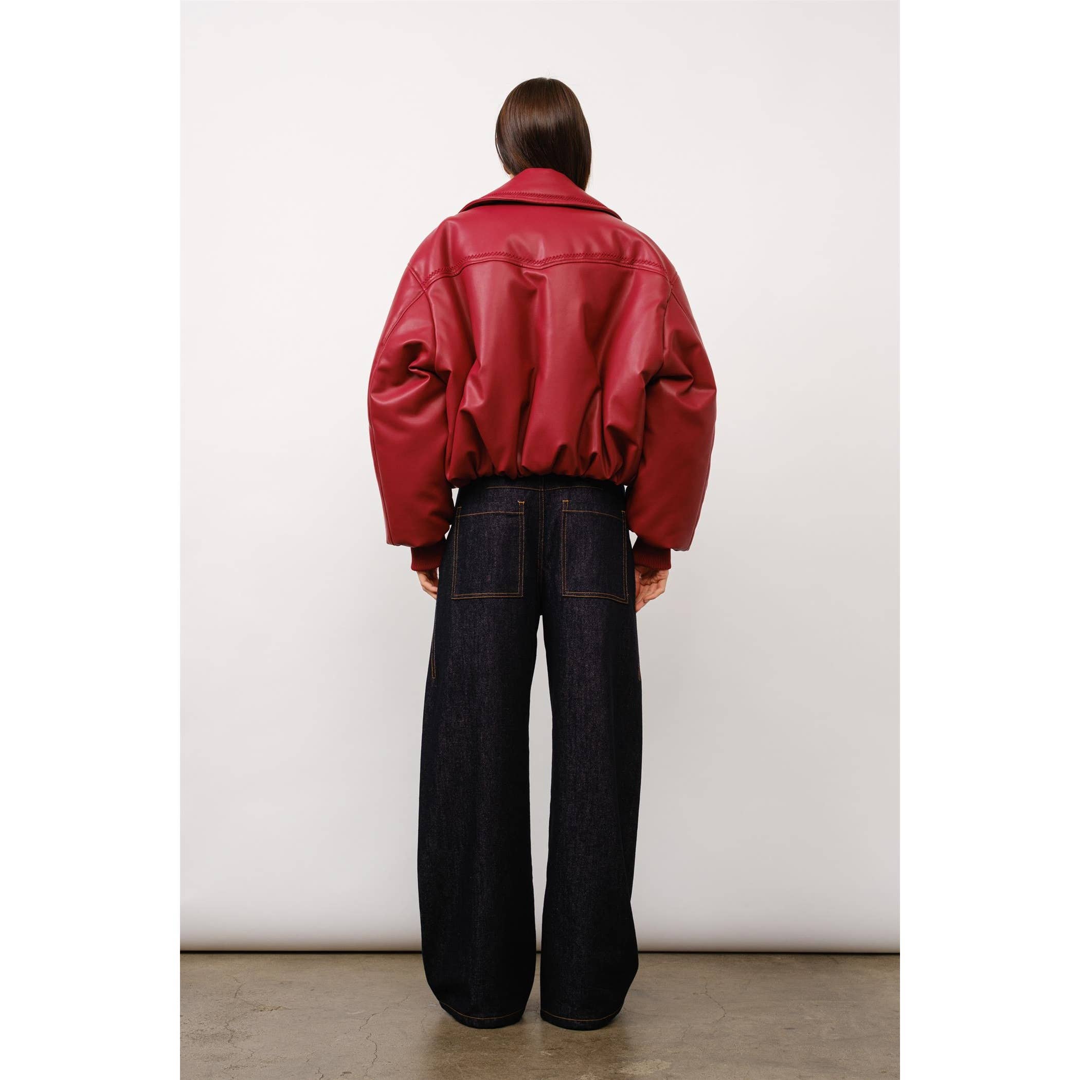 Cora Padded Bomber Jacket in Ruby