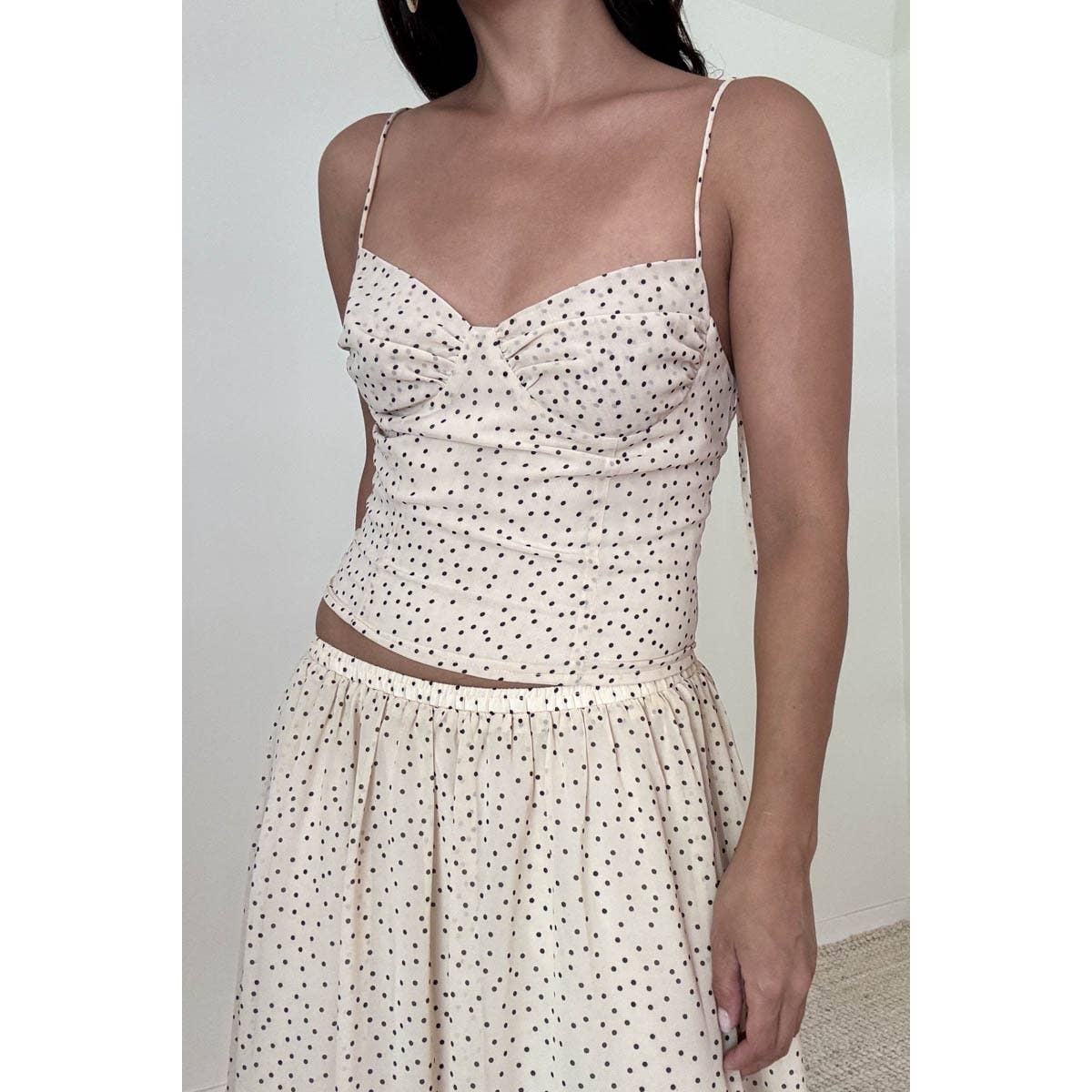 Polka Dot Print Chiffon Bodycon Bustier Top