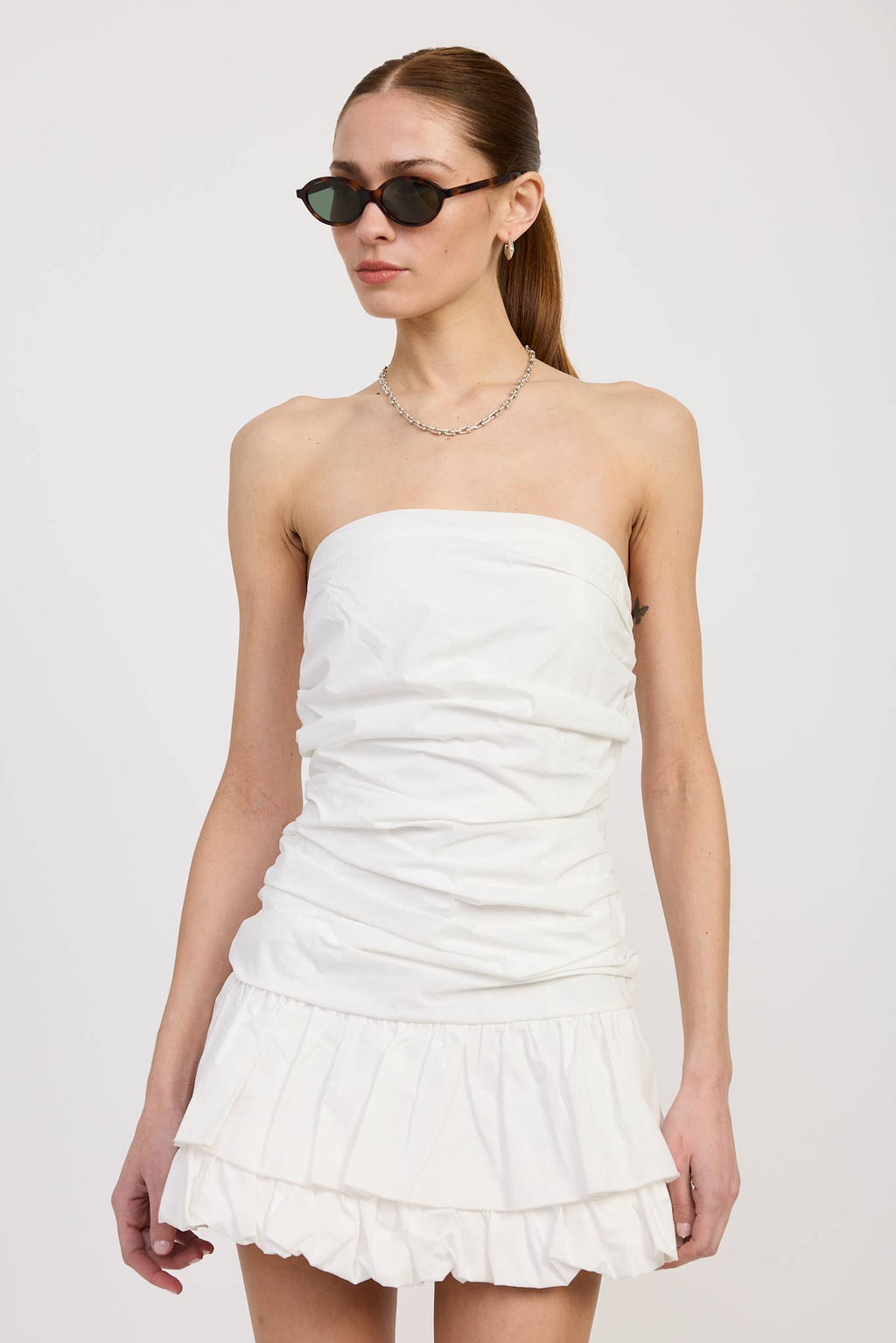 POPLIN TUBE DRESS WITH BACK TIE