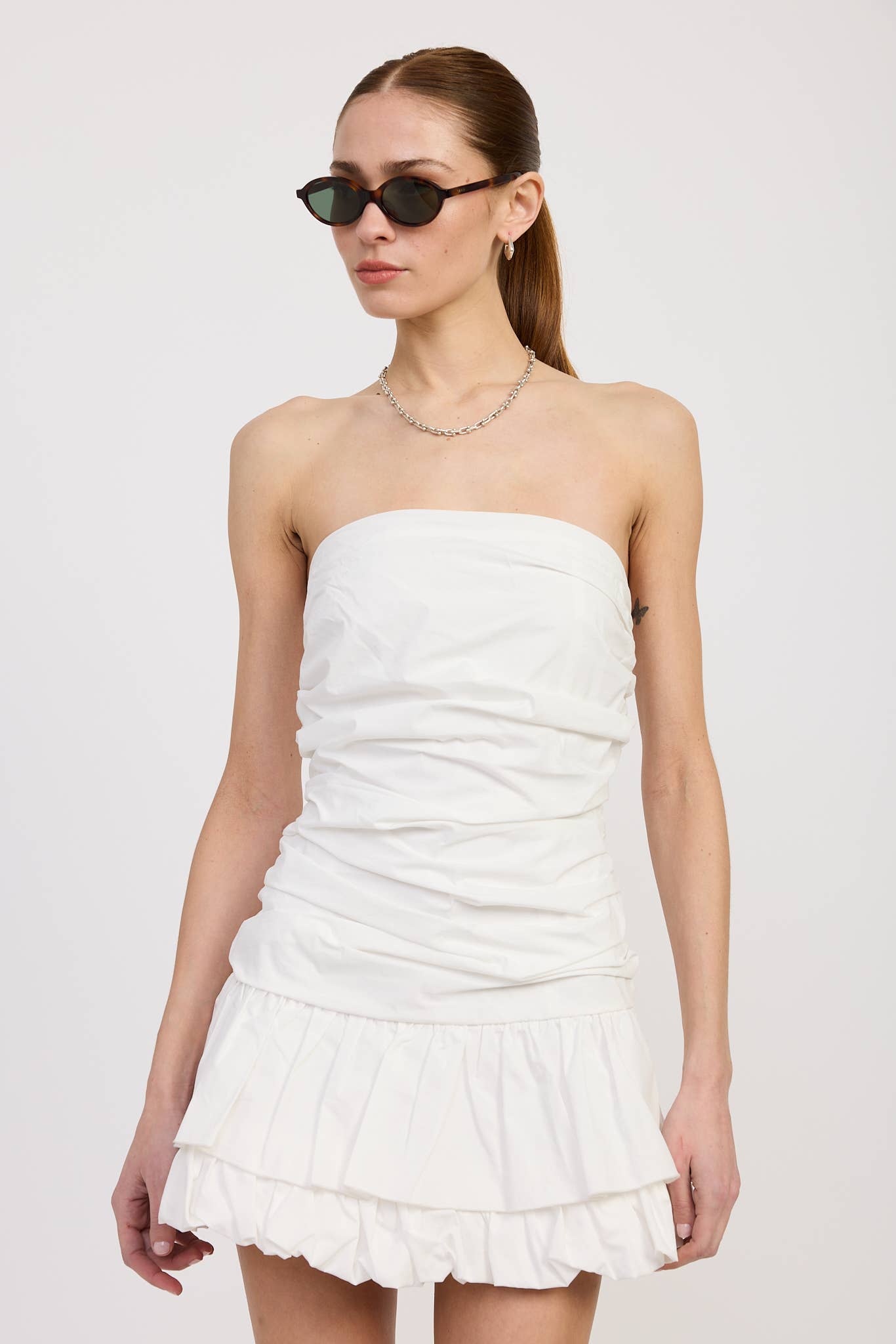 POPLIN TUBE DRESS WITH BACK TIE
