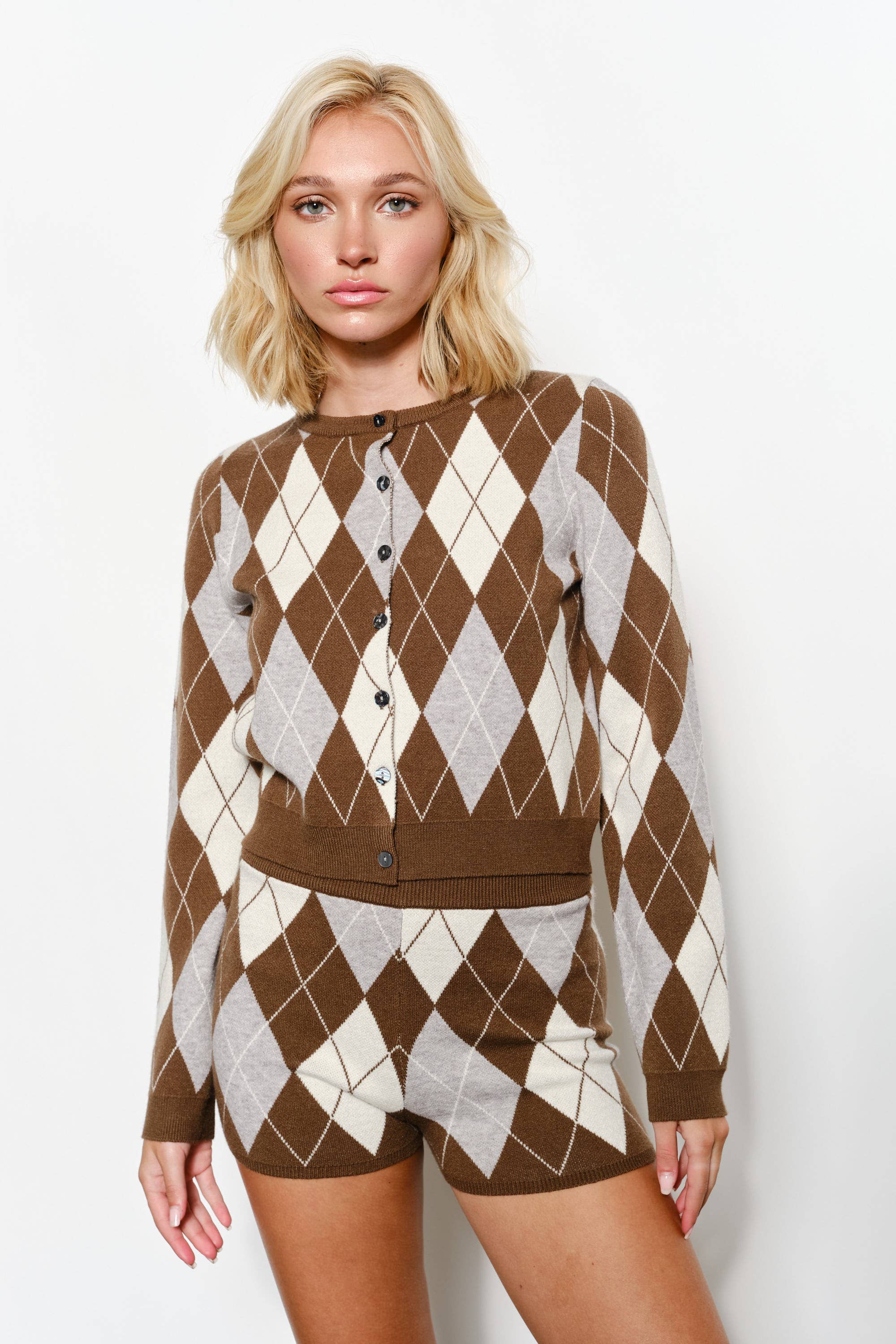 Willow Argyle Knit Cardigan