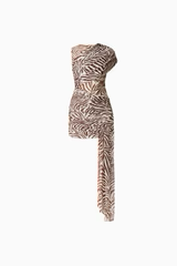 ARABELLE HALTER MINI DRESS IN ZEBRA PRINT
