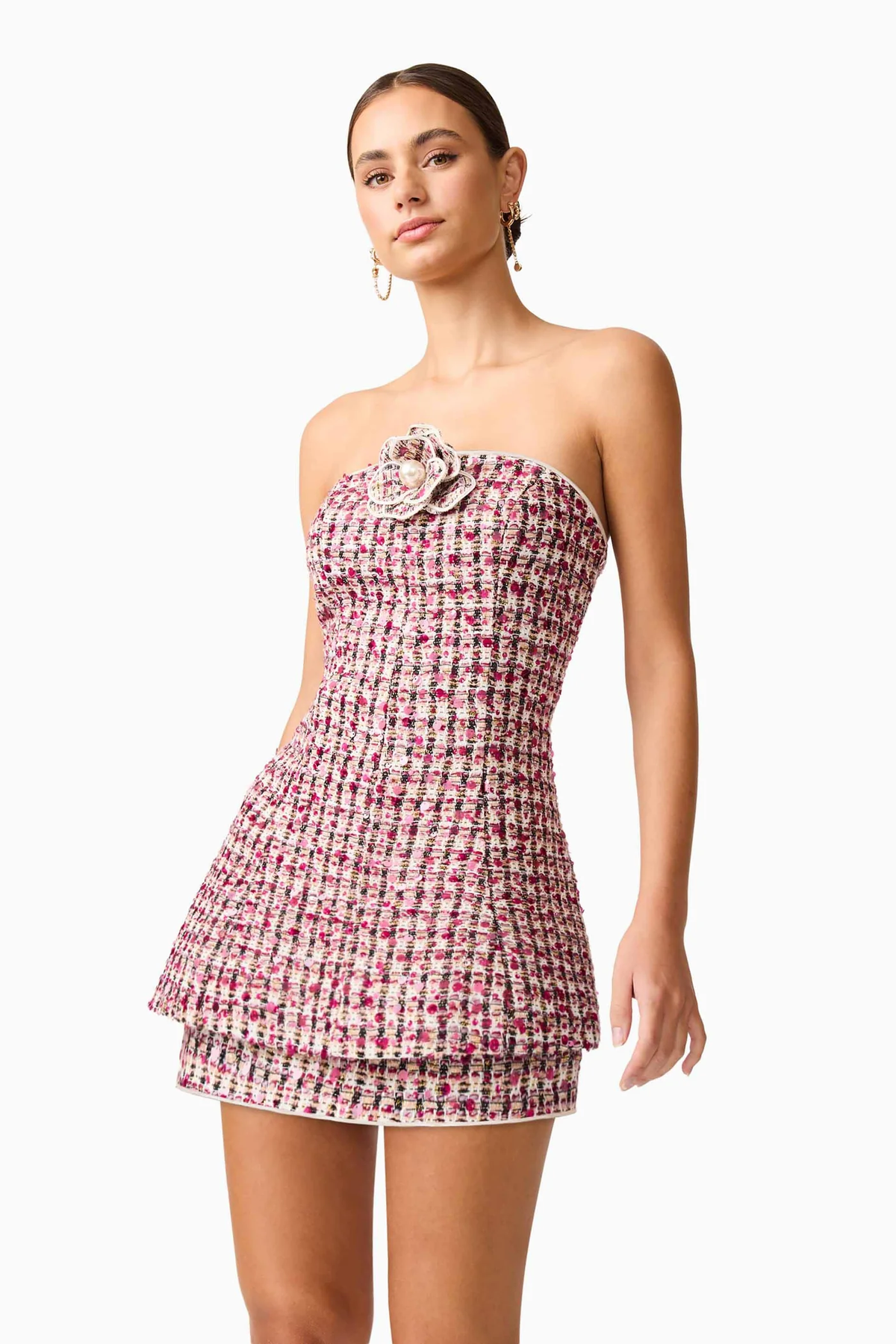 Elliatt - Bianca Strapless Tweed Set in Red