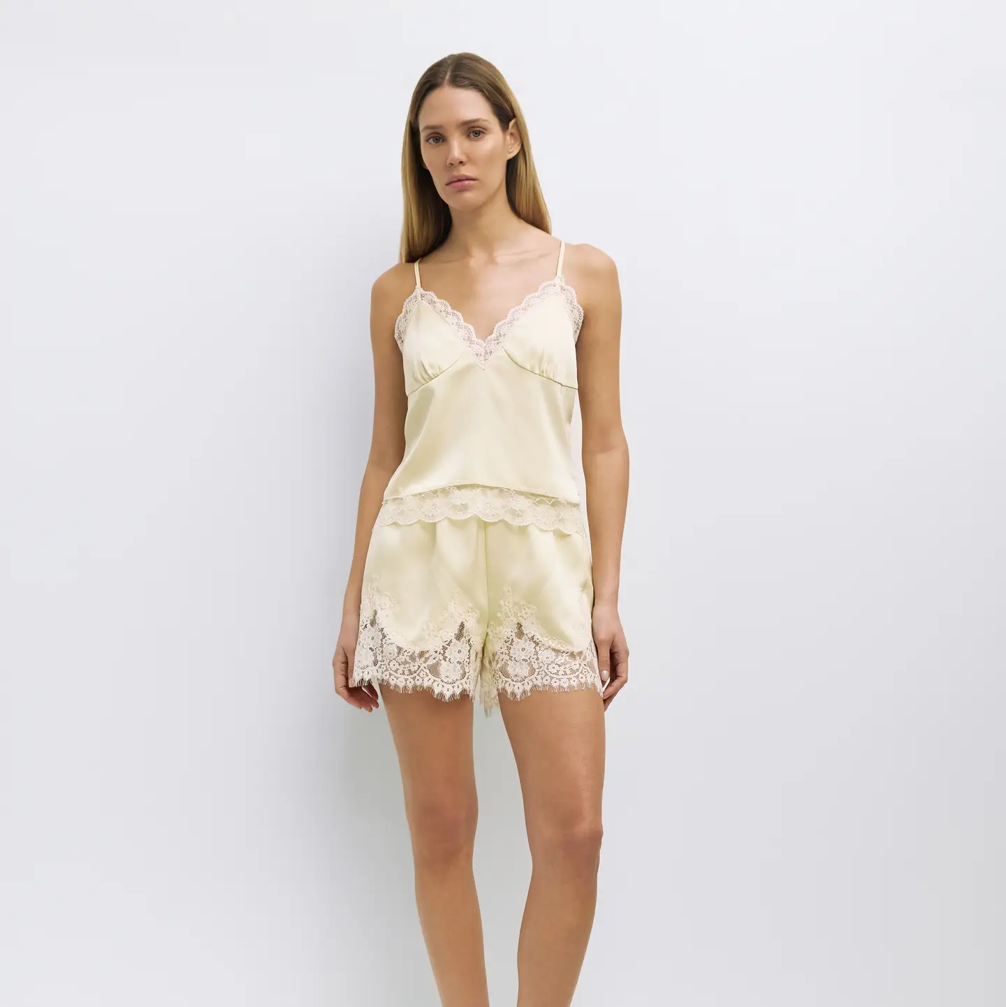 THE SERA SHORTS | SATIN LACE SHORTS