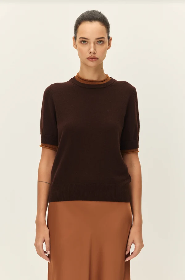 SLOANE CONTRAST CREW NECK SWEATER