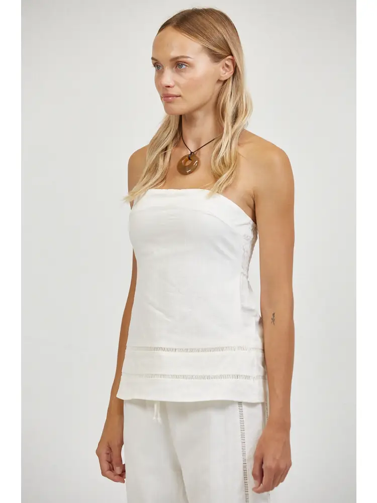 LINEN STRAPLESS TOP