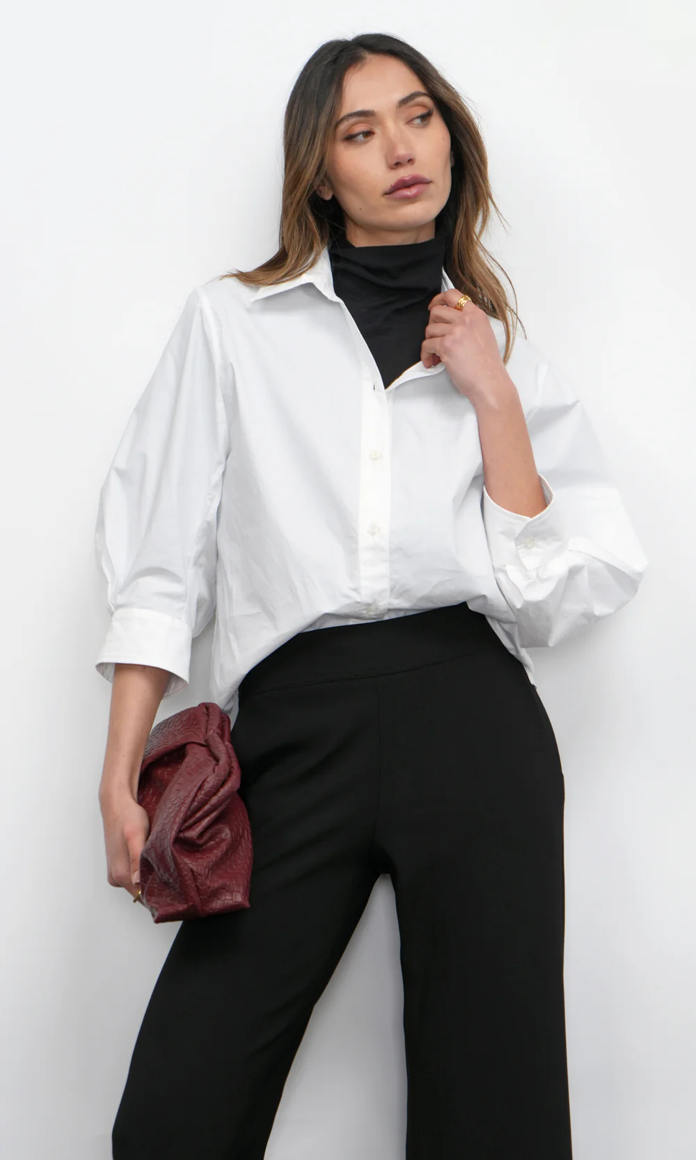 Thea Oversized Lantern Sleeve Button Down Shirt