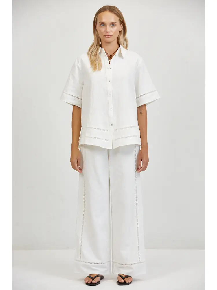 LINEN WIDE LEG PANTS