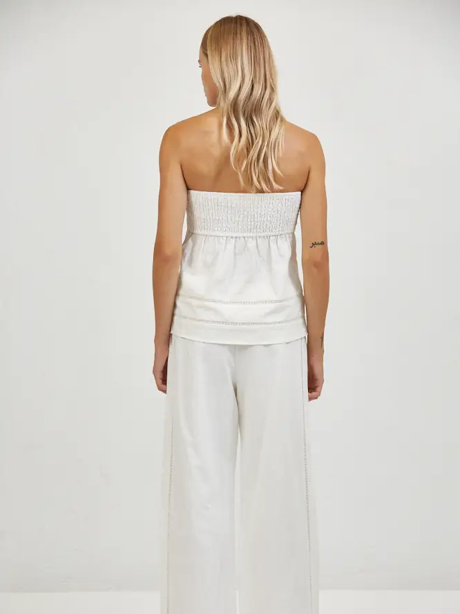 LINEN STRAPLESS TOP