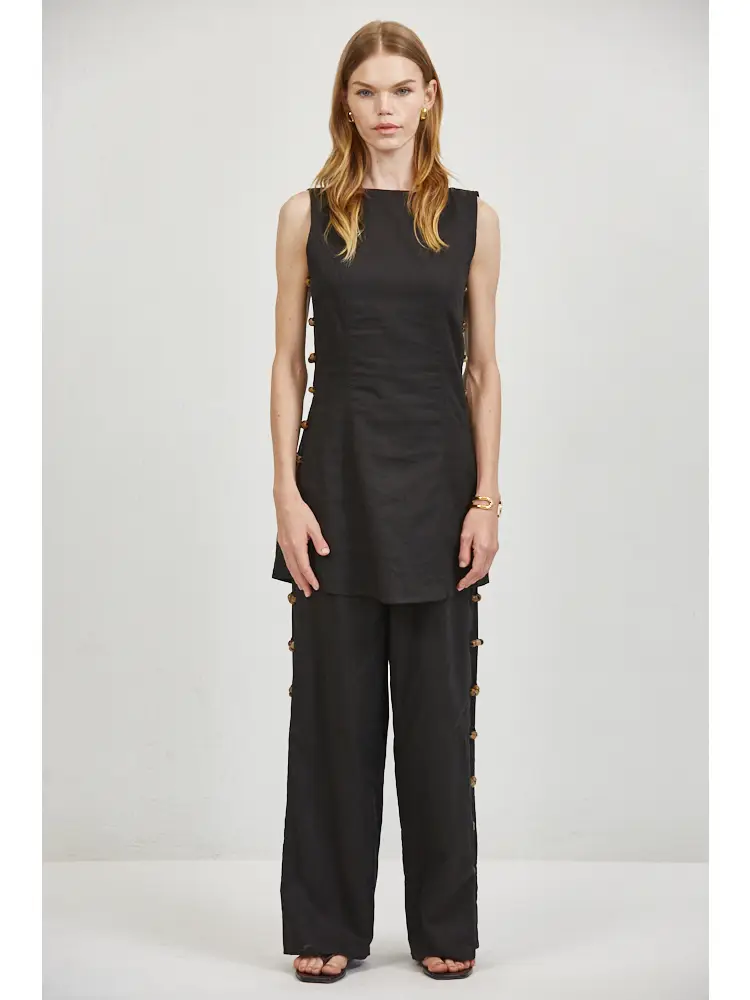 LINEN WIDE LEG PANTS