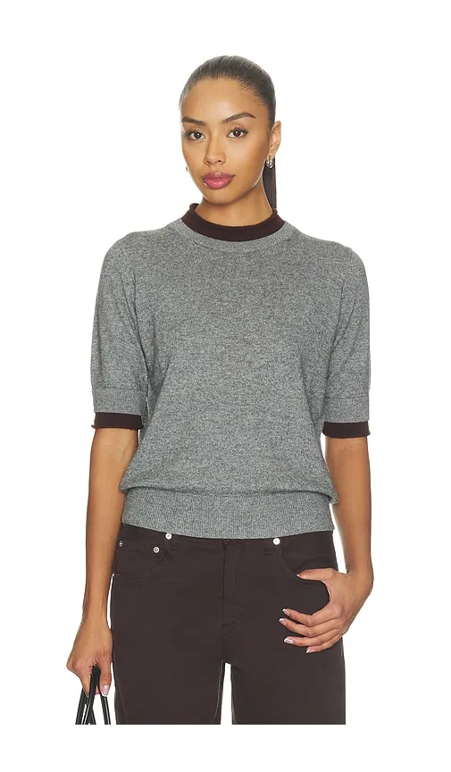 SLOANE CONTRAST CREW NECK SWEATER